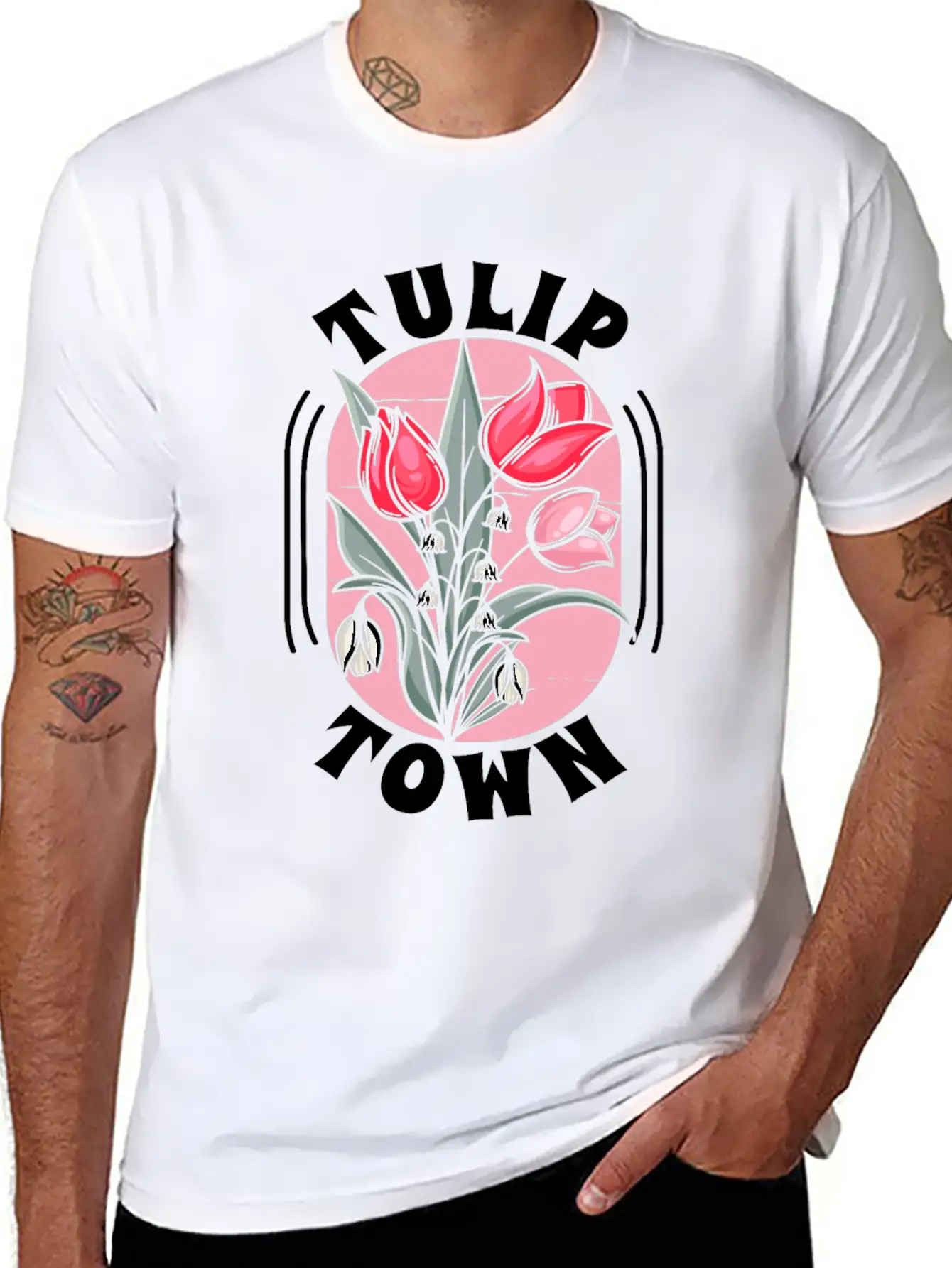 Tulip Gardening Town Tulips Basic Graphic T-Shirt – Daily Comfort In Soft Cotton