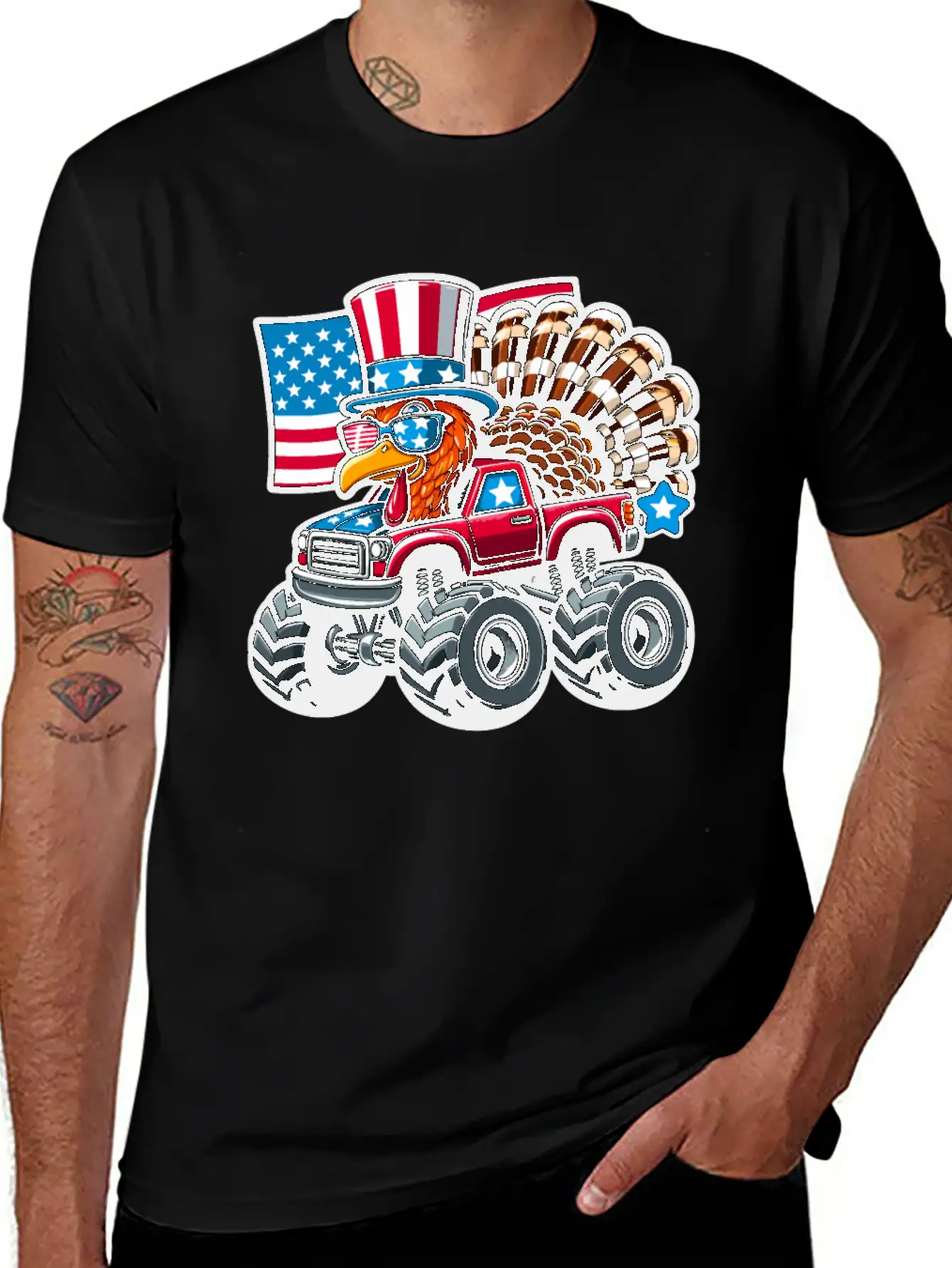 Turkey Riding Monster Truck 4th Of July Independen Stylish Everyday T-Shirt – Unisex Basic Cotton Tee