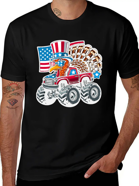 Turkey Riding Monster Truck 4th Of July Independen Stylish Everyday T-Shirt – Unisex Basic Cotton Tee
