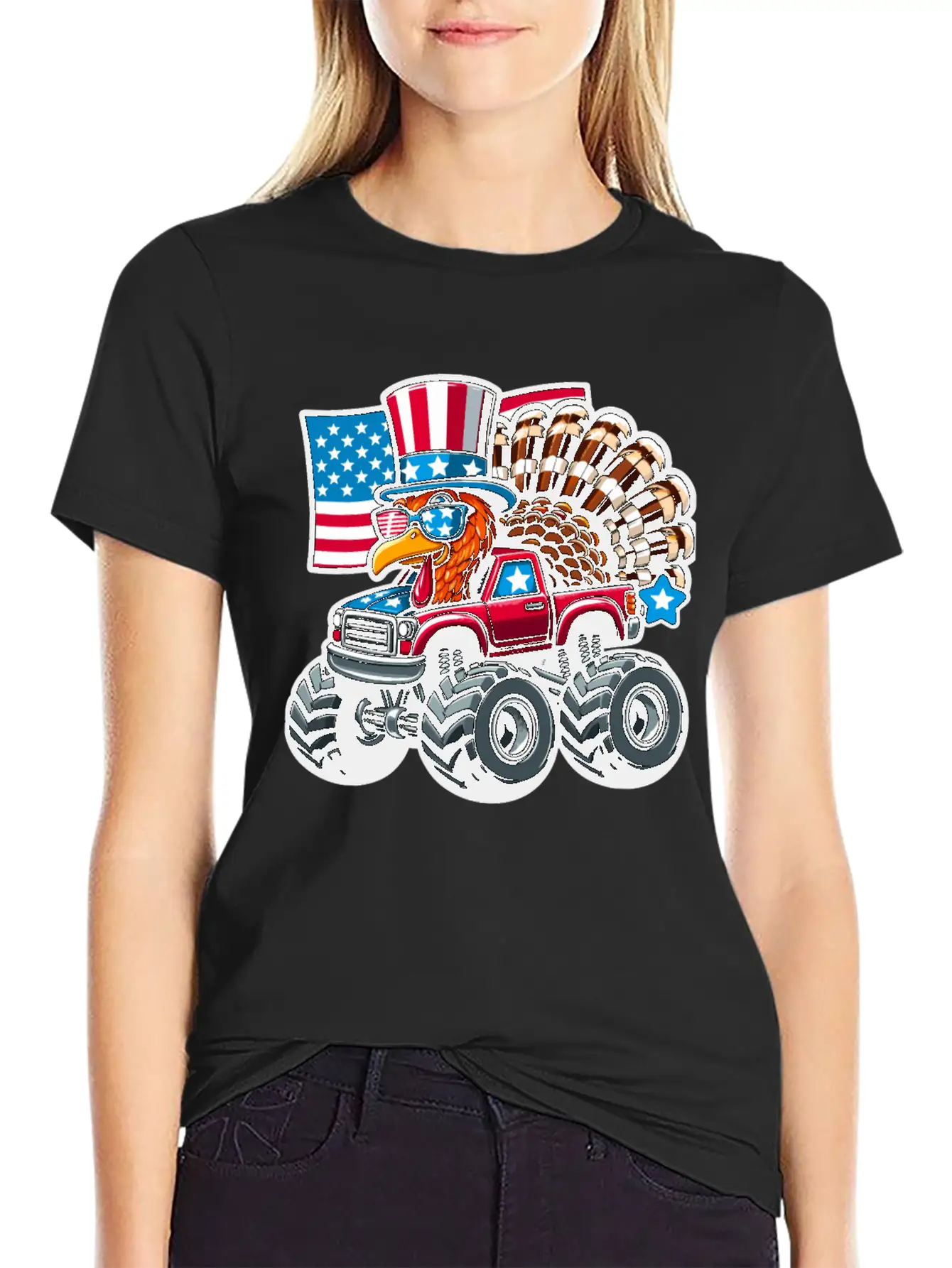 Turkey Riding Monster Truck 4th Of July Independen Stylish Everyday T-Shirt – Unisex Basic Cotton Tee