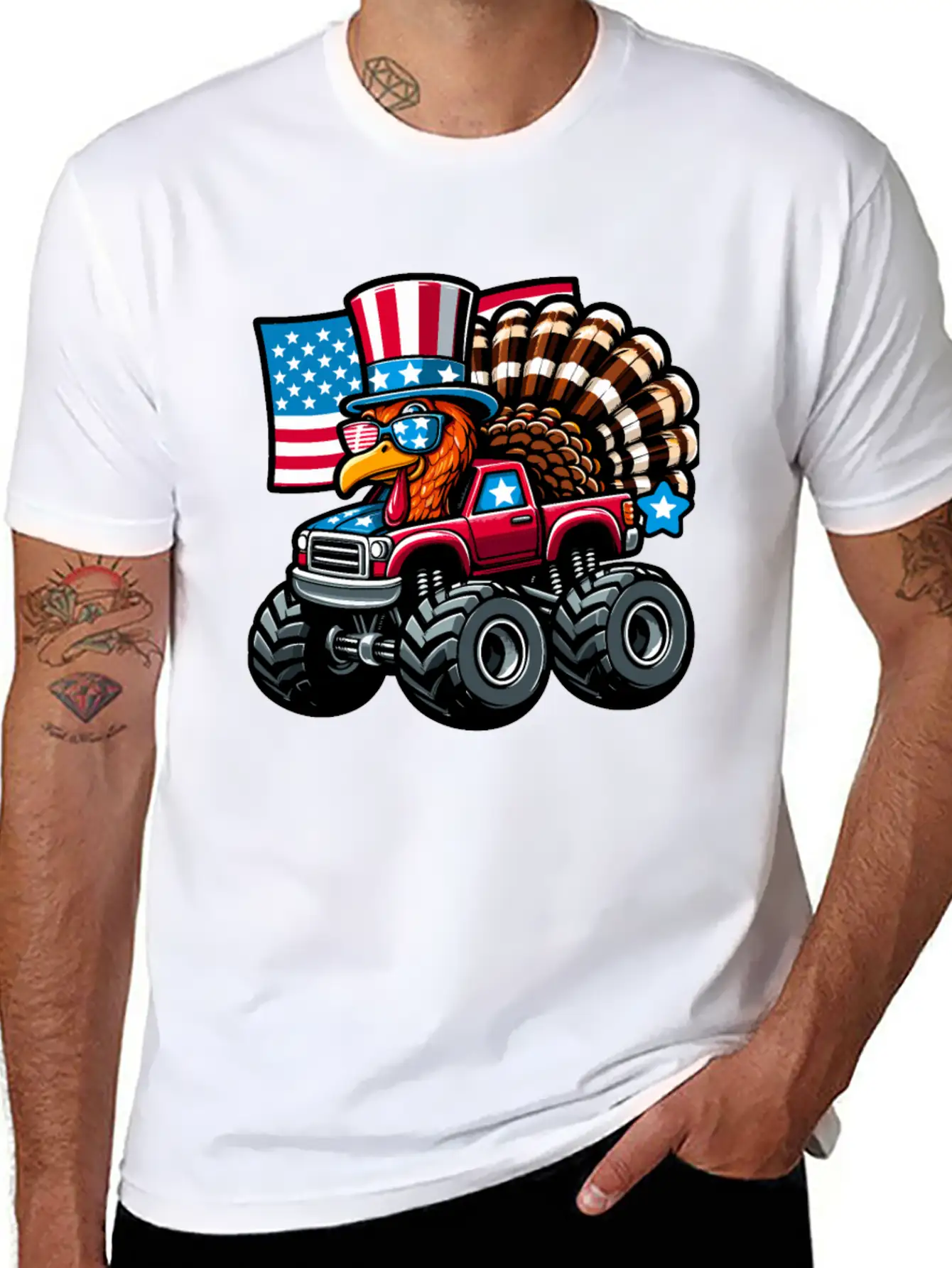 Turkey Riding Monster Truck 4th Of July Independen Stylish Everyday T-Shirt – Unisex Basic Cotton Tee