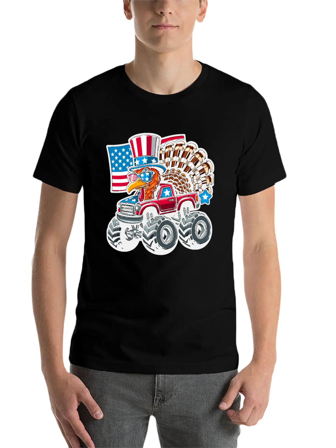 Turkey Riding Monster Truck 4th Of July Independen Stylish Everyday T-Shirt – Unisex Basic Cotton Tee