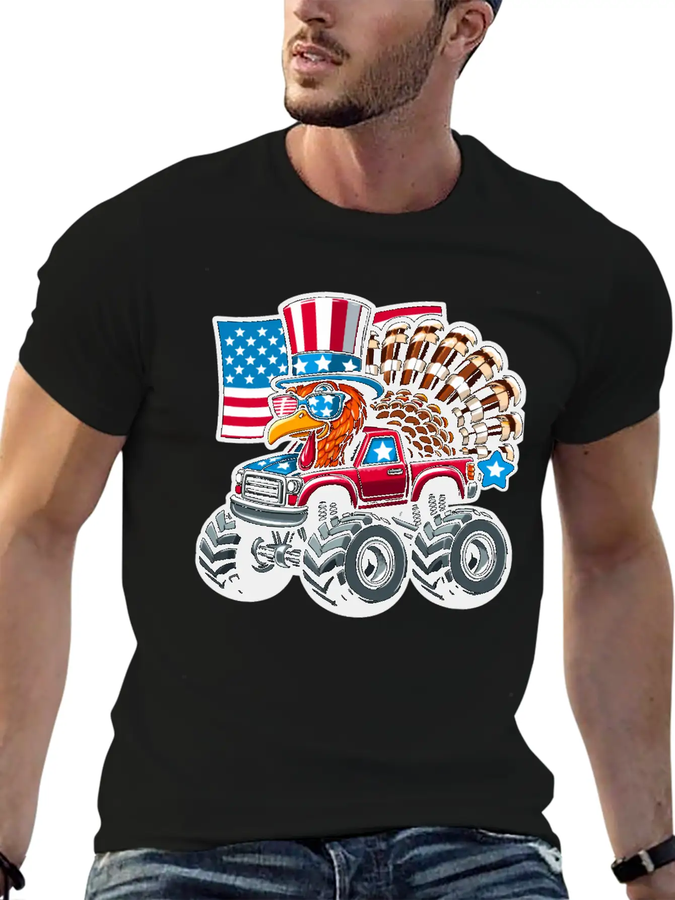 Turkey Riding Monster Truck 4th Of July Independen Stylish Everyday T-Shirt – Unisex Basic Cotton Tee