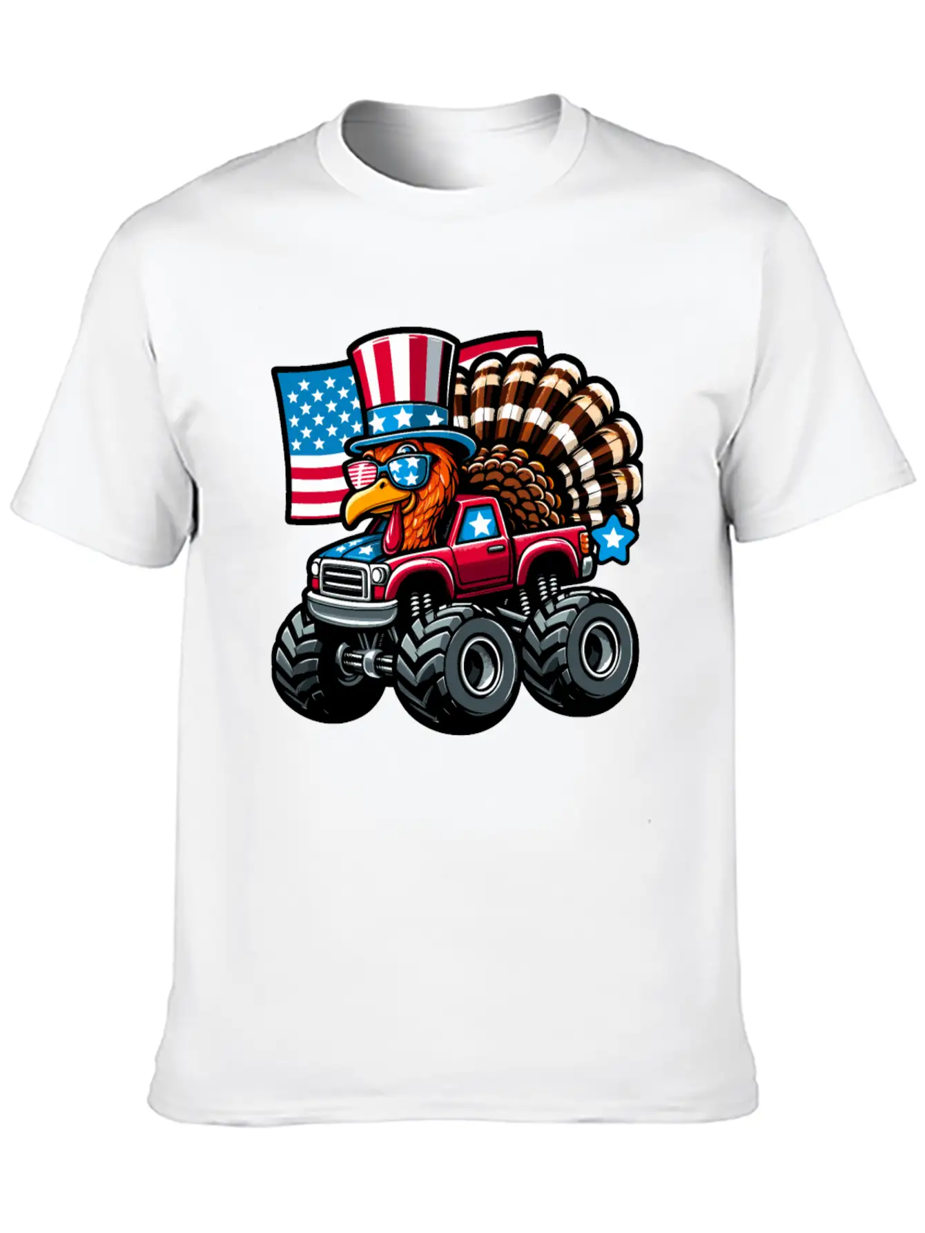Turkey Riding Monster Truck 4th Of July Independen Stylish Everyday T-Shirt – Unisex Basic Cotton Tee