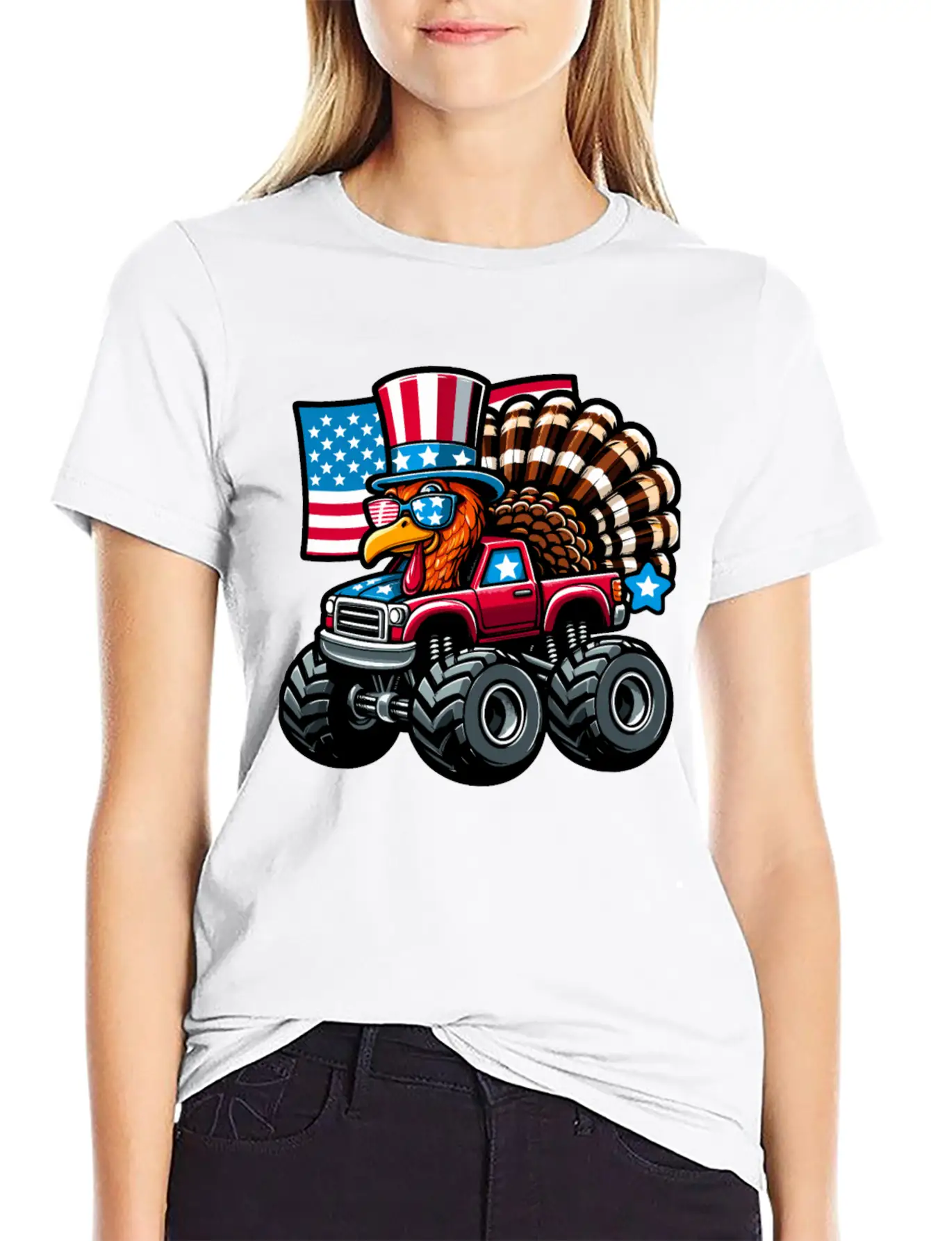 Turkey Riding Monster Truck 4th Of July Independen Stylish Everyday T-Shirt – Unisex Basic Cotton Tee