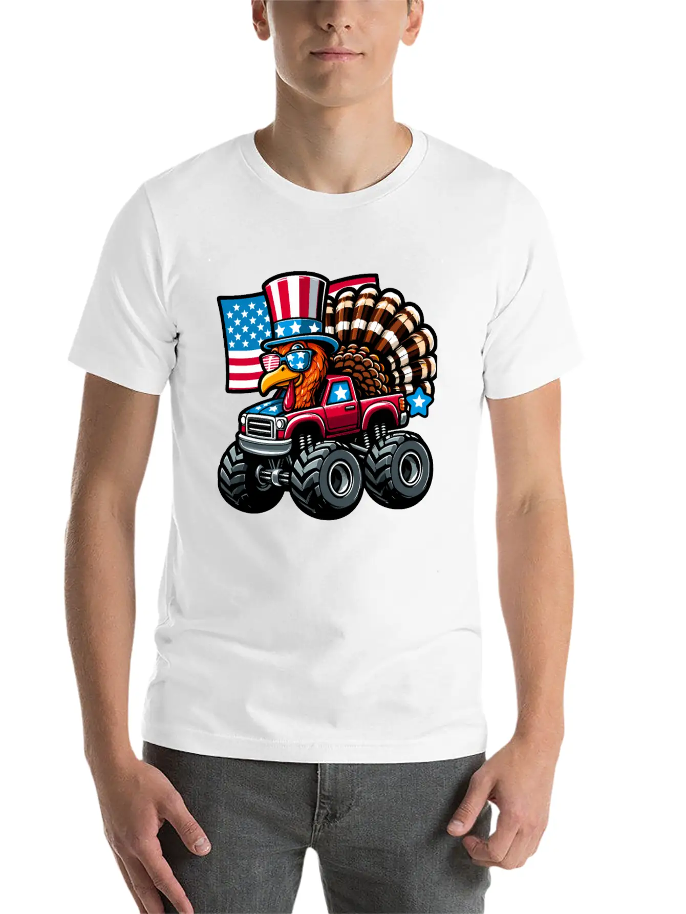 Turkey Riding Monster Truck 4th Of July Independen Stylish Everyday T-Shirt – Unisex Basic Cotton Tee