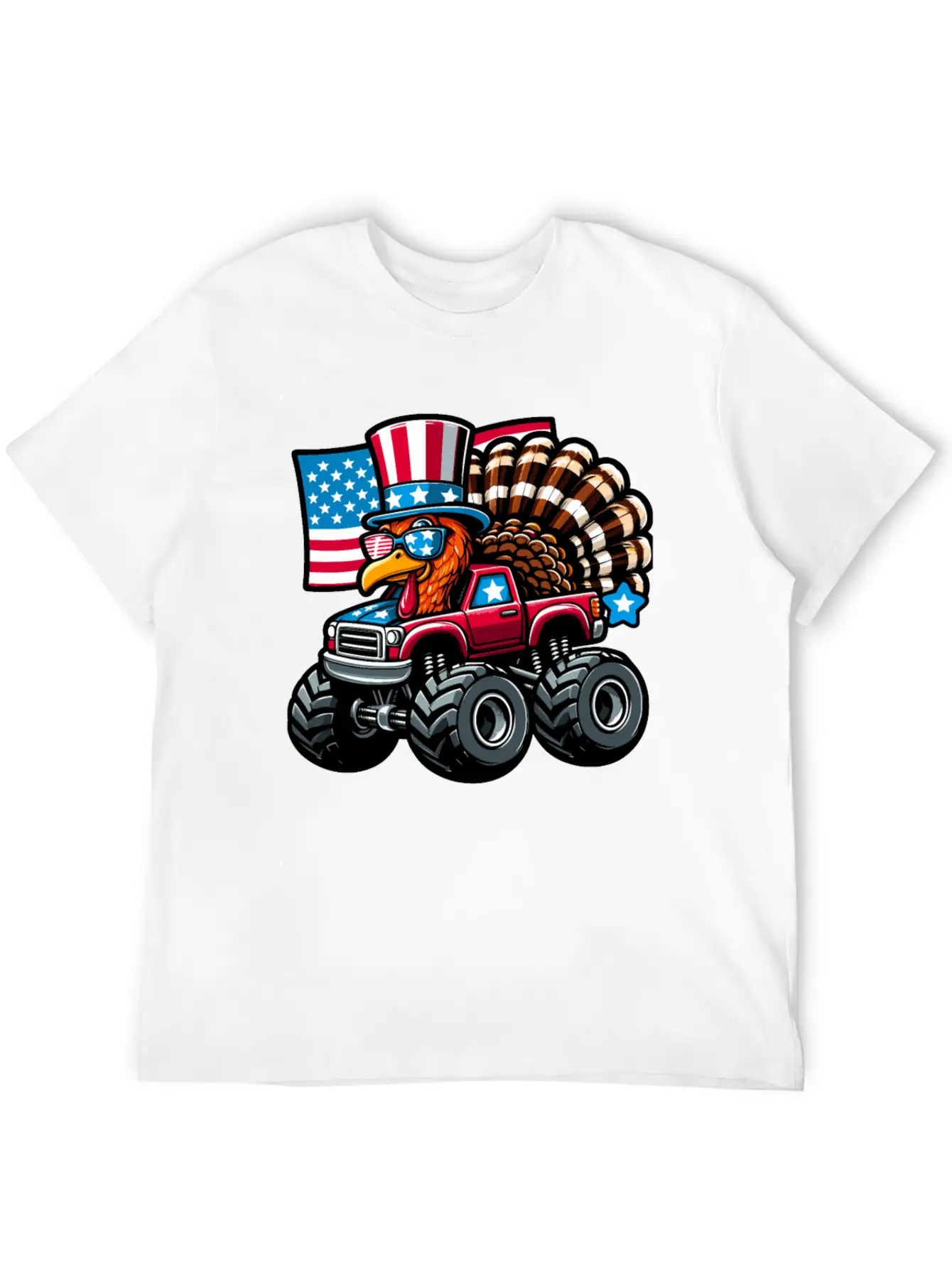 Turkey Riding Monster Truck 4th Of July Independen Stylish Everyday T-Shirt – Unisex Basic Cotton Tee