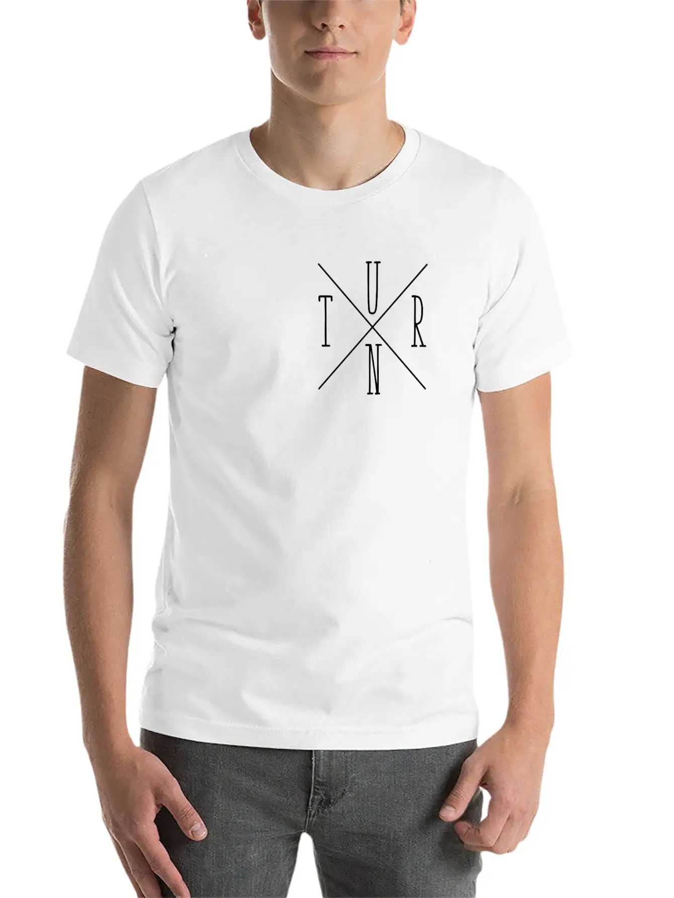 Turn Clothing Co Logo Black Small Cross Marketplac Stylish Everyday T-Shirt – Unisex Basic Cotton Tee