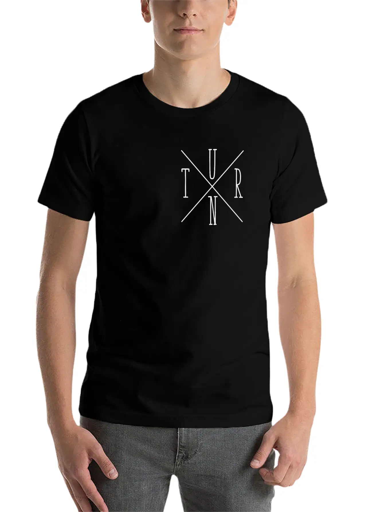 Turn Clothing Co Logo Black Small Cross Marketplac Stylish Everyday T-Shirt – Unisex Basic Cotton Tee