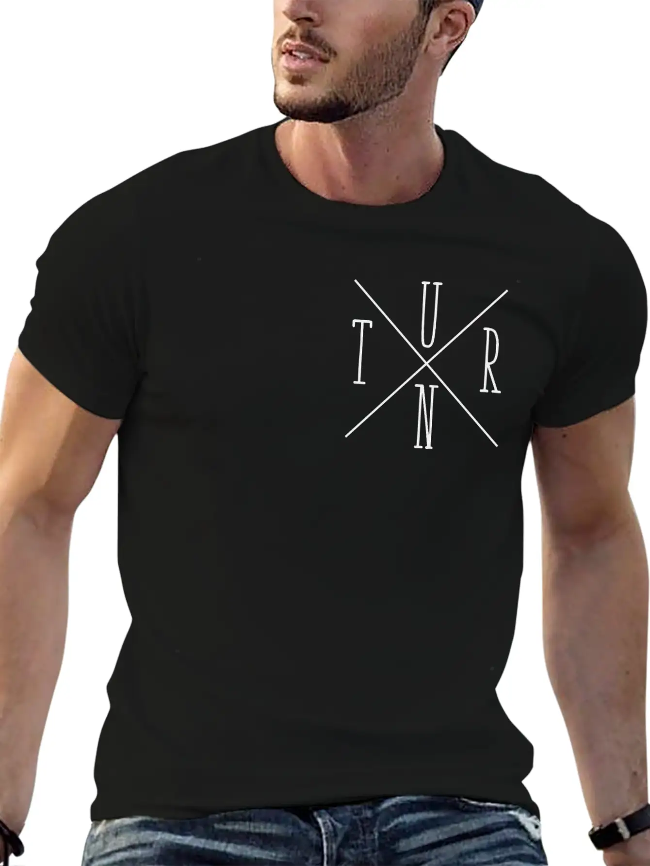 Turn Clothing Co Logo Black Small Cross Marketplac Stylish Everyday T-Shirt – Unisex Basic Cotton Tee