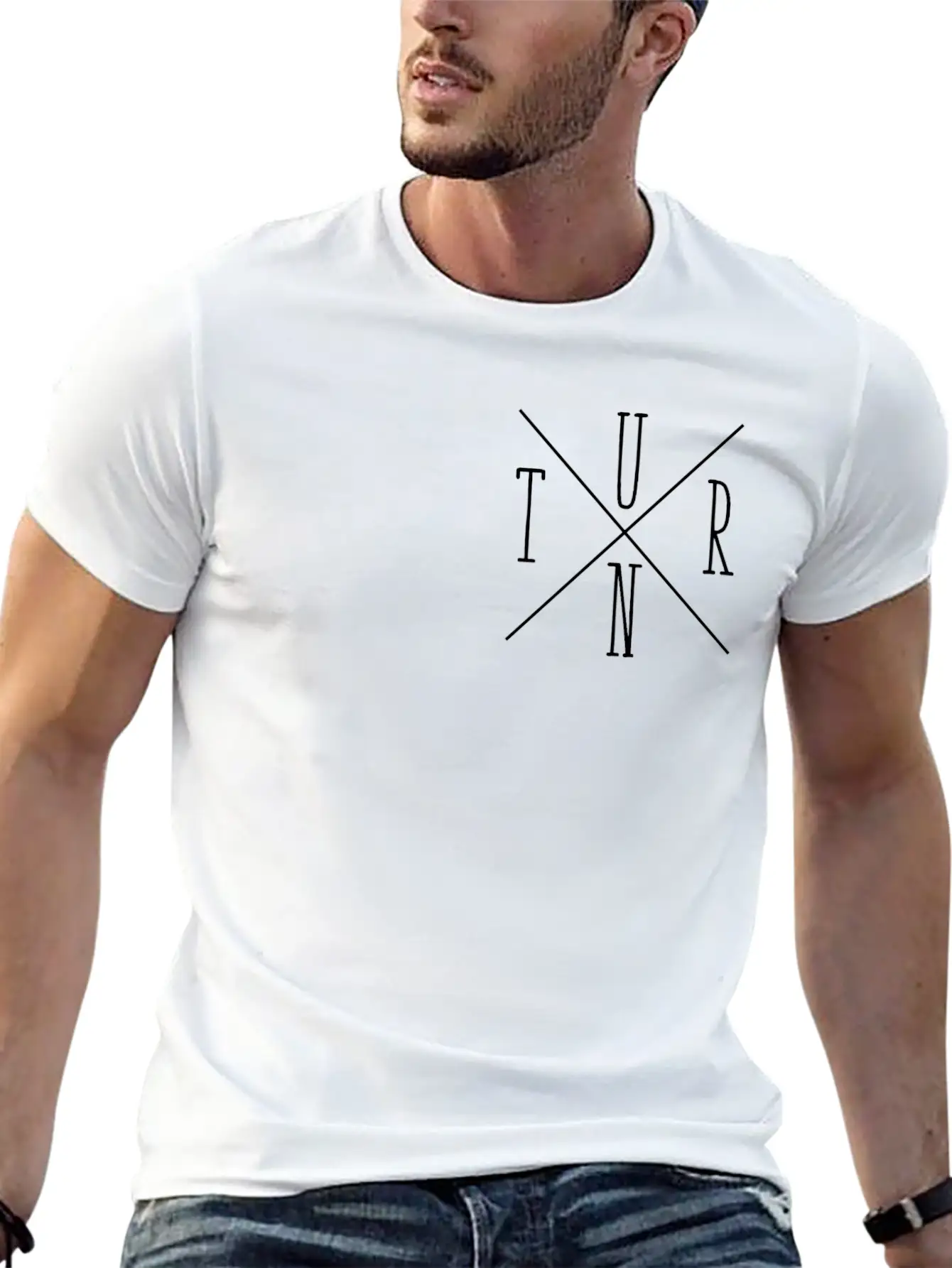 Turn Clothing Co Logo Black Small Cross Marketplac Stylish Everyday T-Shirt – Unisex Basic Cotton Tee
