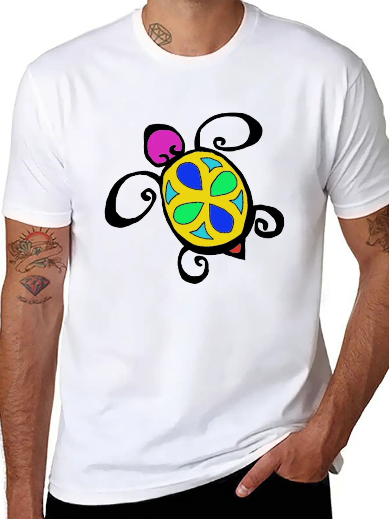 Turtle Colorful Stylish Everyday T-Shirt – Unisex Basic Cotton Tee