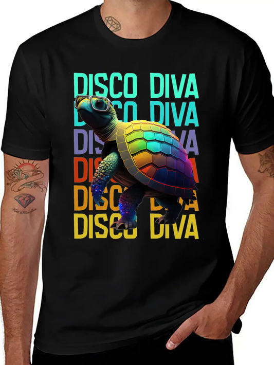 Turtle Disco Diva Unisex Short Sleeve Soft Cotton T-Shirt – Casual Everyday Wear
