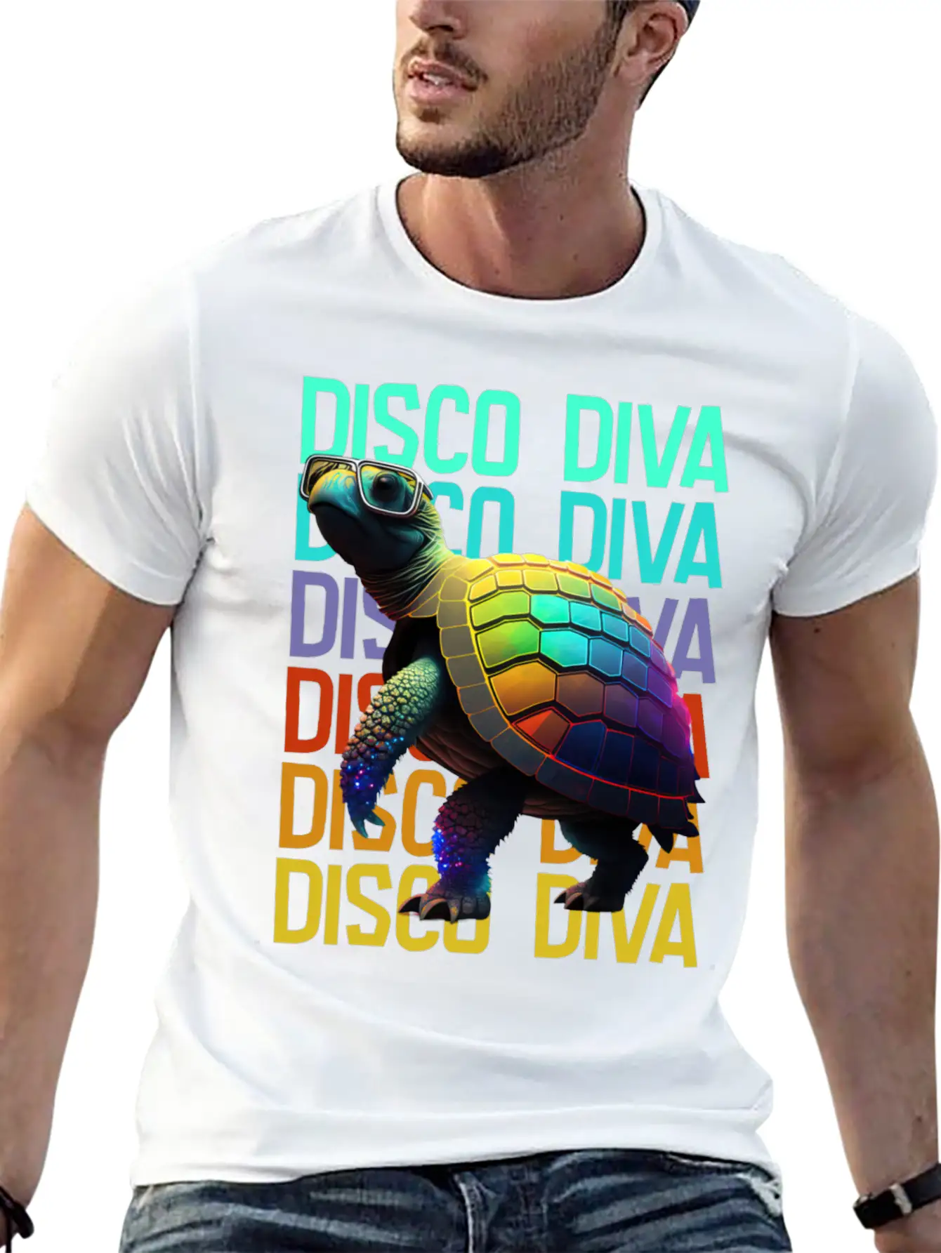 Turtle Disco Diva Unisex Short Sleeve Soft Cotton T-Shirt – Casual Everyday Wear