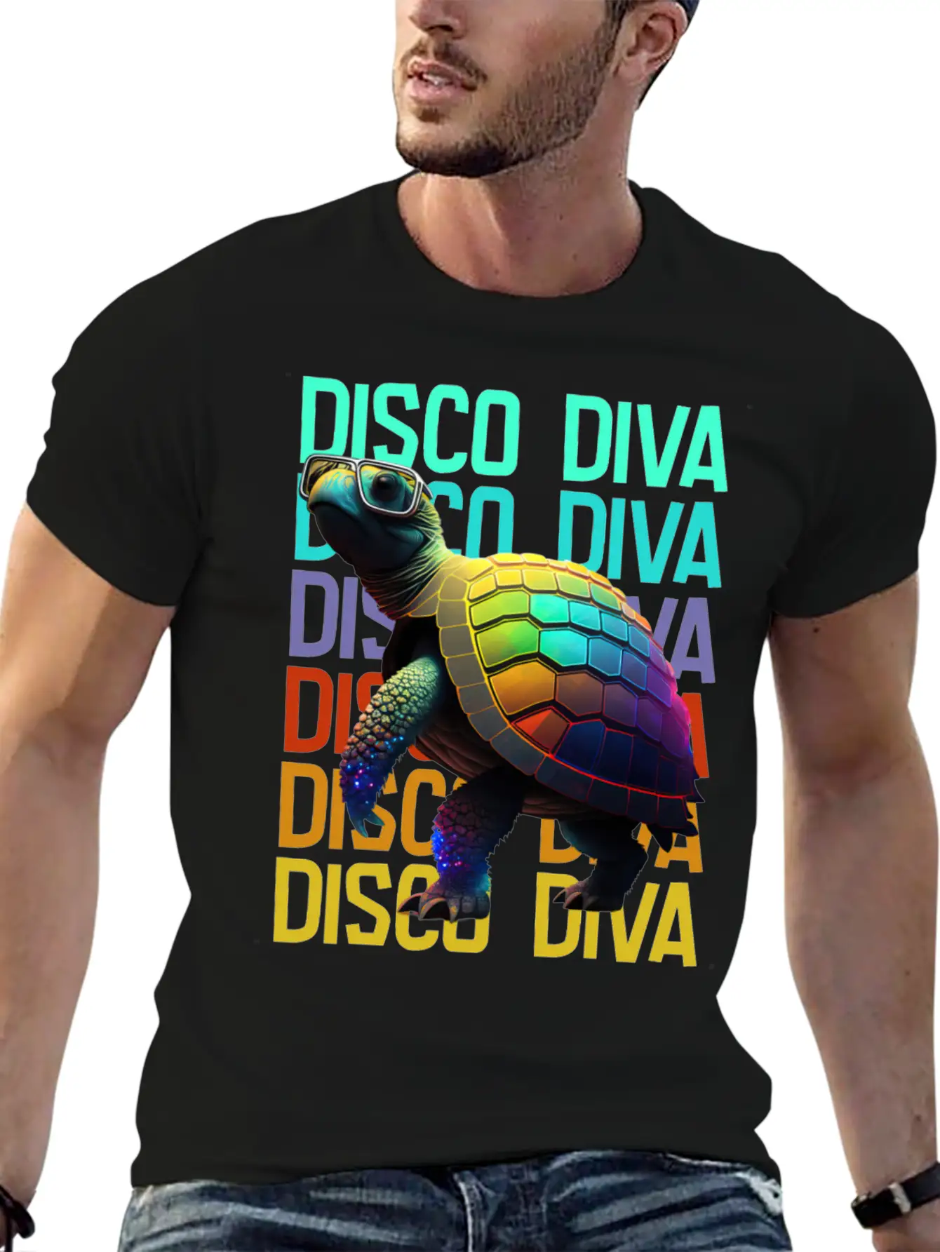 Turtle Disco Diva Unisex Short Sleeve Soft Cotton T-Shirt – Casual Everyday Wear