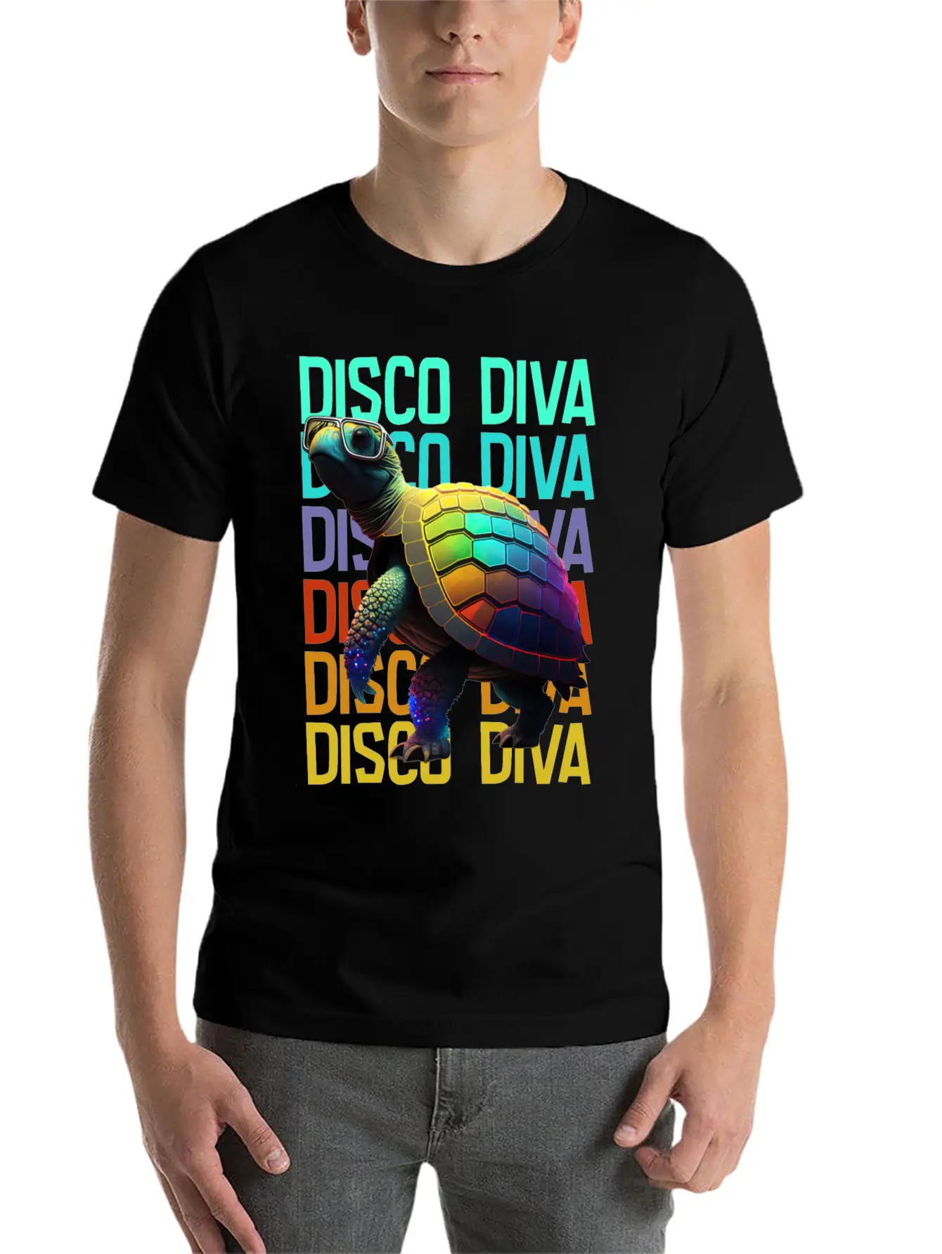 Turtle Disco Diva Unisex Short Sleeve Soft Cotton T-Shirt – Casual Everyday Wear