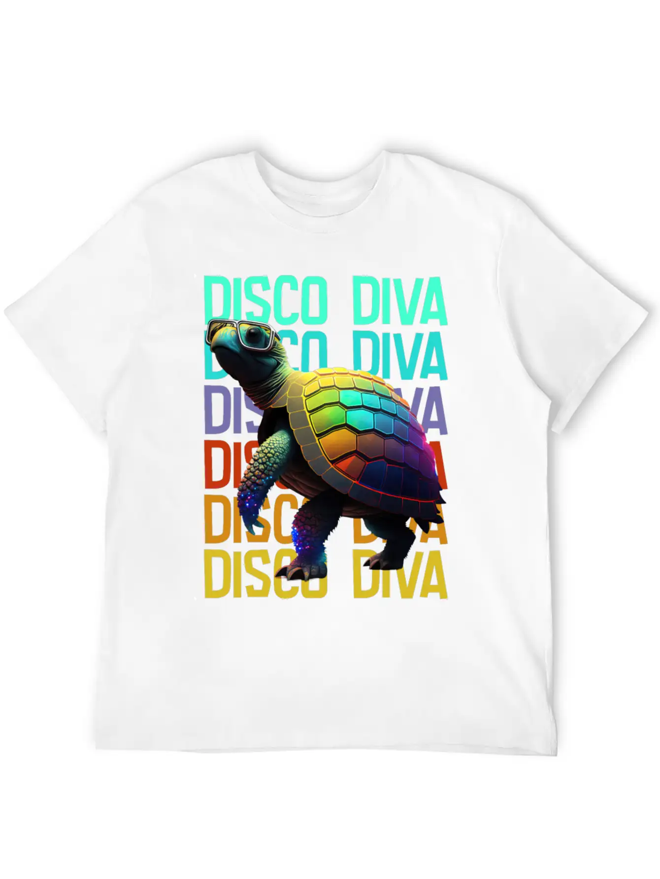 Turtle Disco Diva Unisex Short Sleeve Soft Cotton T-Shirt – Casual Everyday Wear