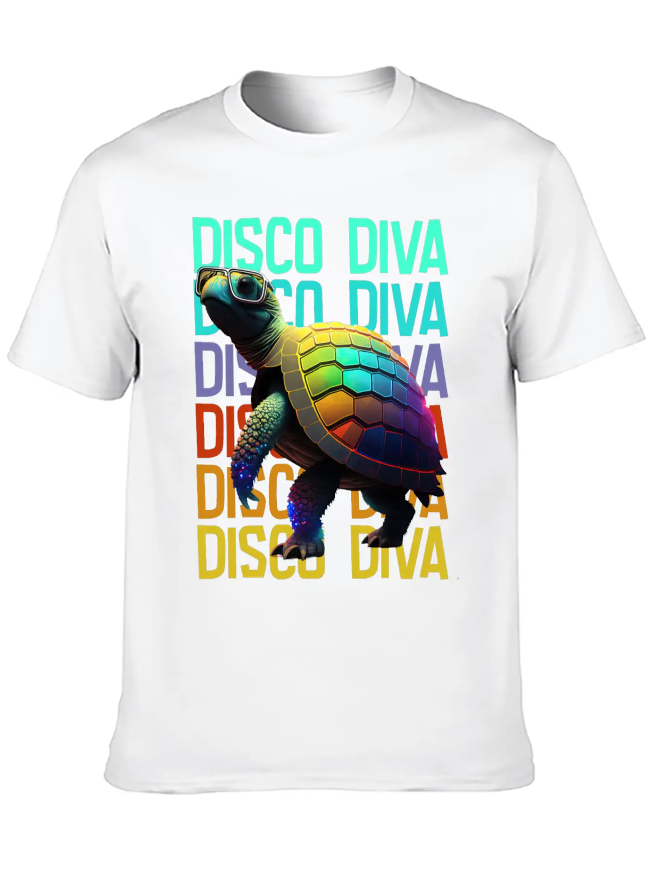 Turtle Disco Diva Unisex Short Sleeve Soft Cotton T-Shirt – Casual Everyday Wear