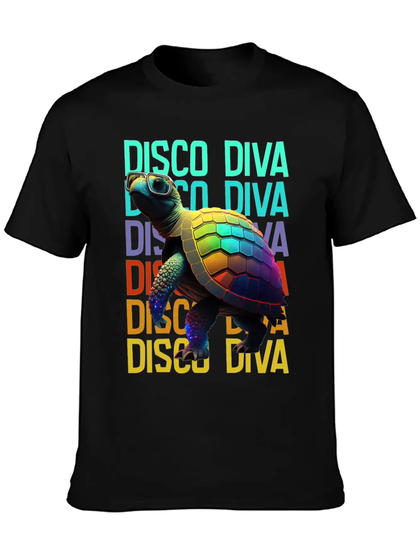 Turtle Disco Diva Unisex Short Sleeve Soft Cotton T-Shirt – Casual Everyday Wear