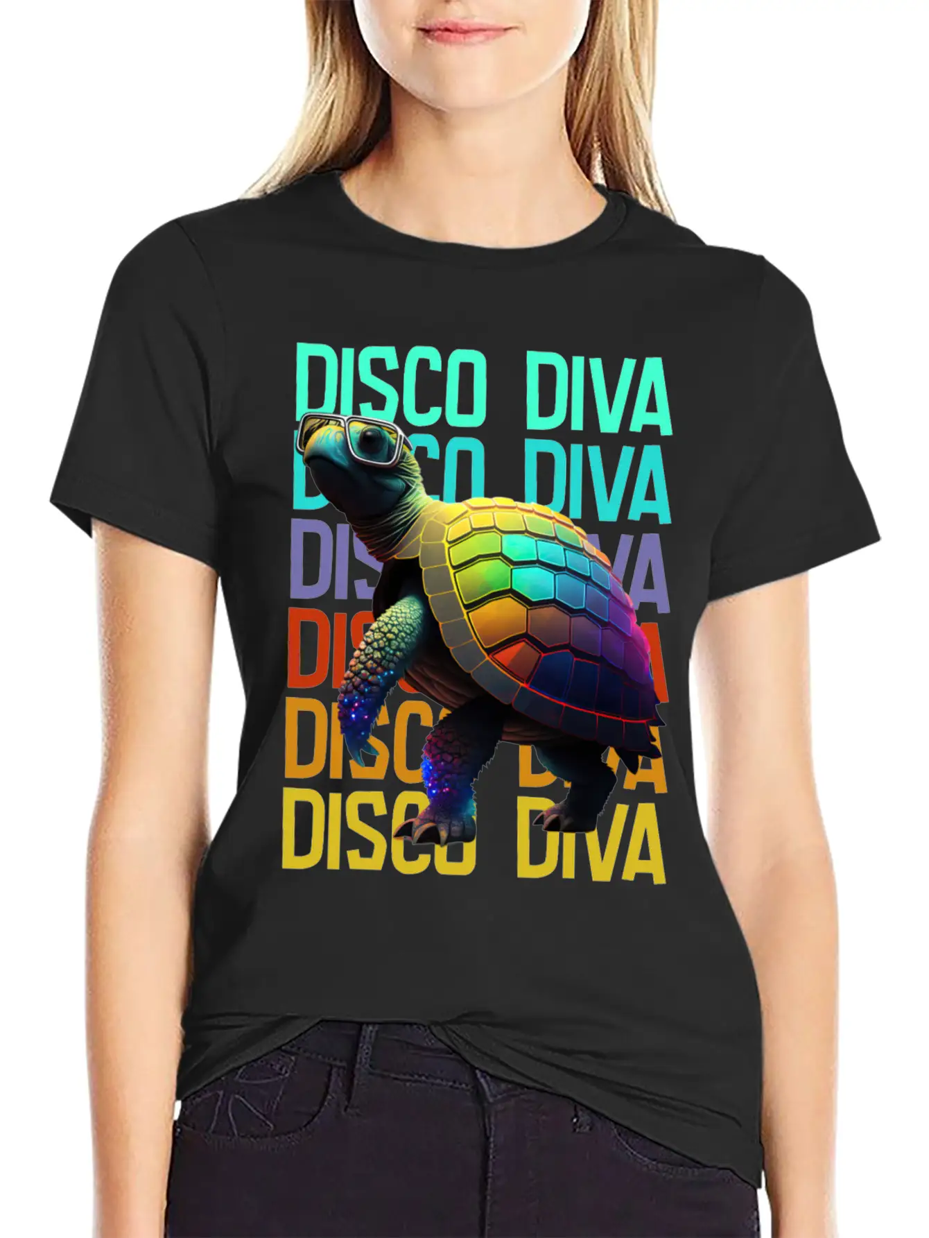 Turtle Disco Diva Unisex Short Sleeve Soft Cotton T-Shirt – Casual Everyday Wear
