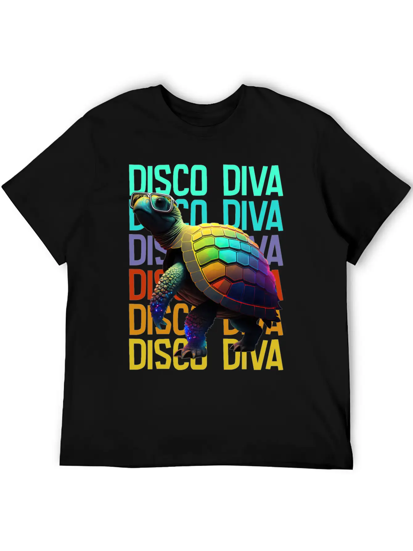 Turtle Disco Diva Unisex Short Sleeve Soft Cotton T-Shirt – Casual Everyday Wear