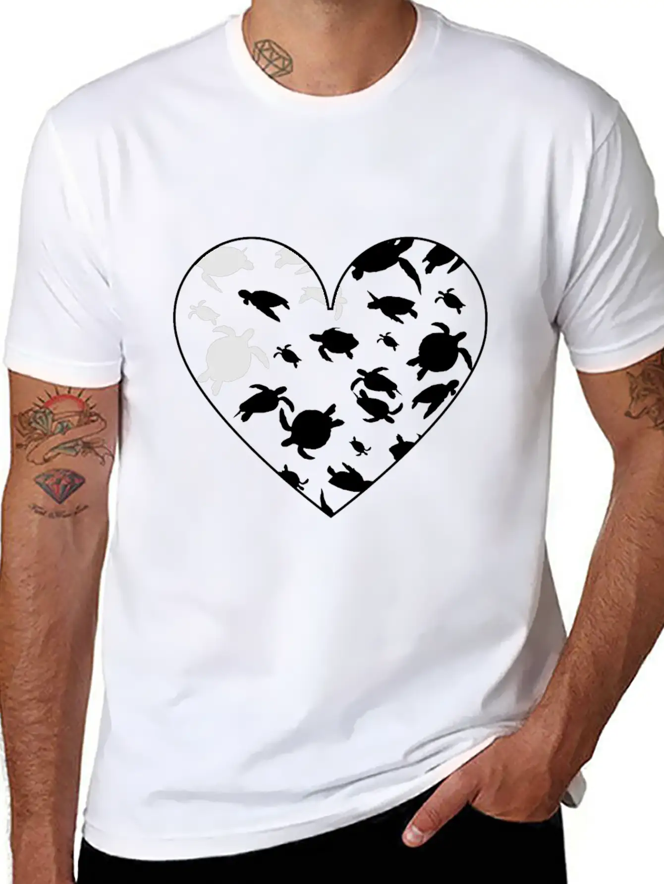 Turtles Heart Unisex Short Sleeve Soft Cotton T-Shirt – Casual Everyday Wear