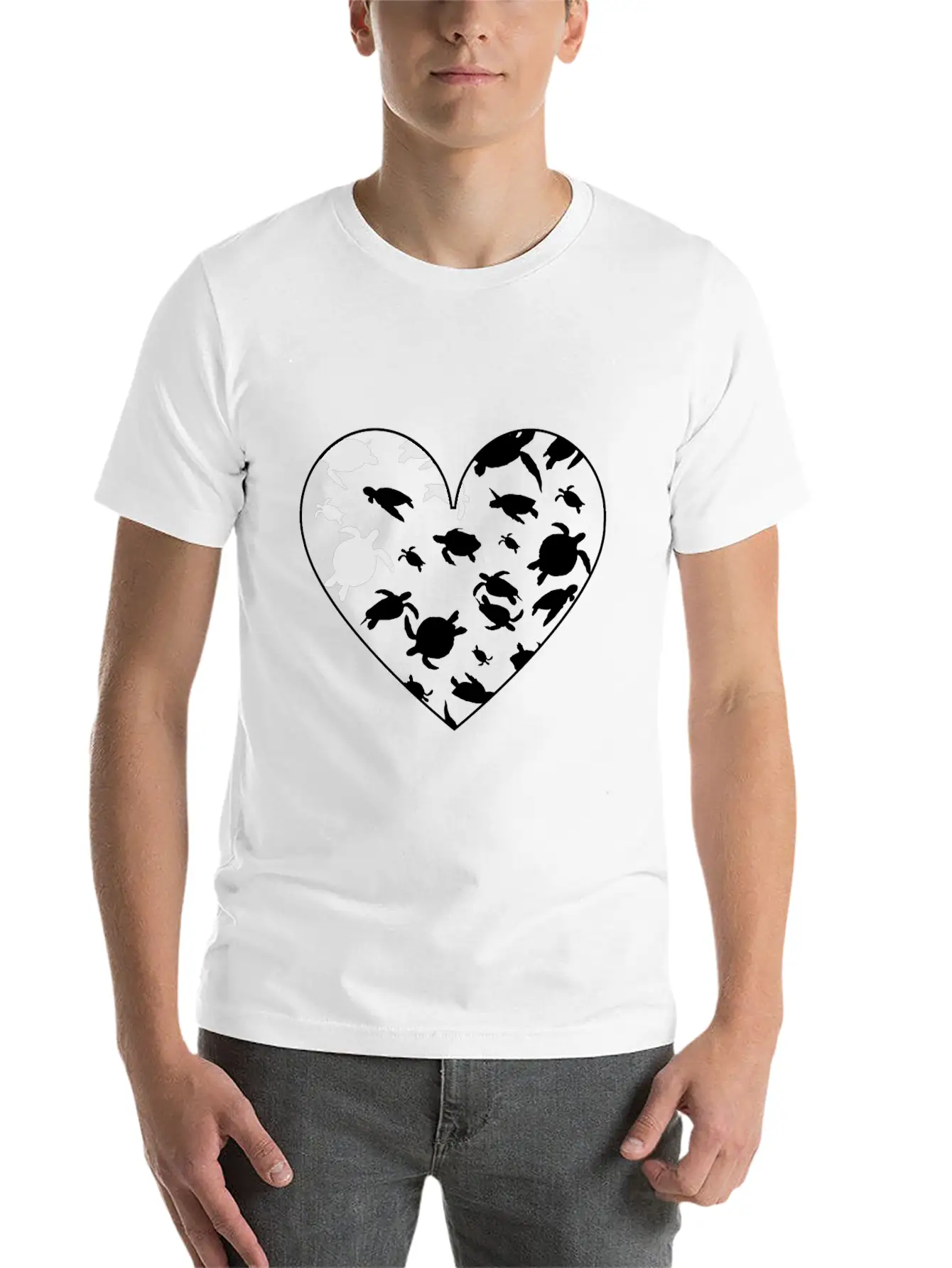 Turtles Heart Unisex Short Sleeve Soft Cotton T-Shirt – Casual Everyday Wear
