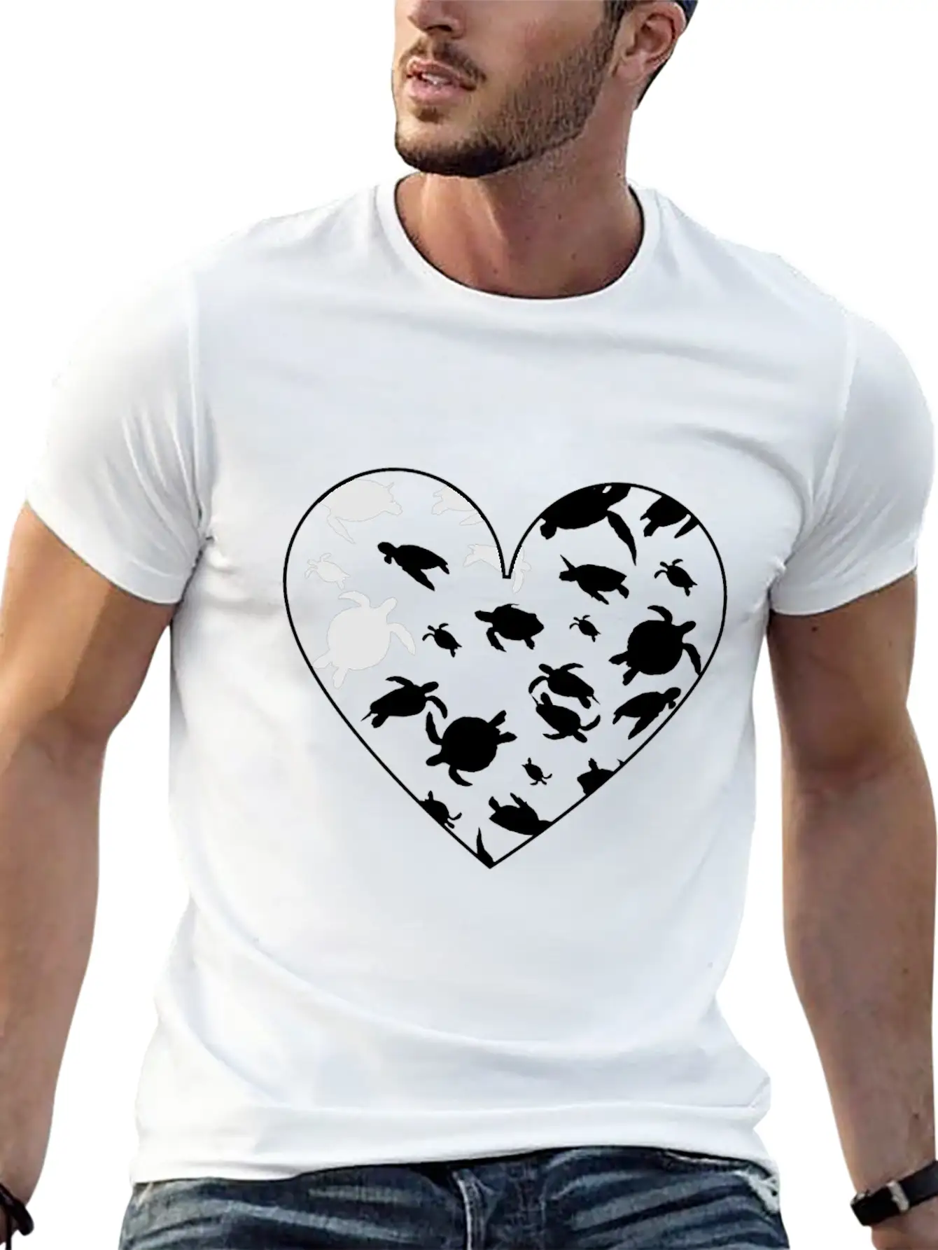 Turtles Heart Unisex Short Sleeve Soft Cotton T-Shirt – Casual Everyday Wear