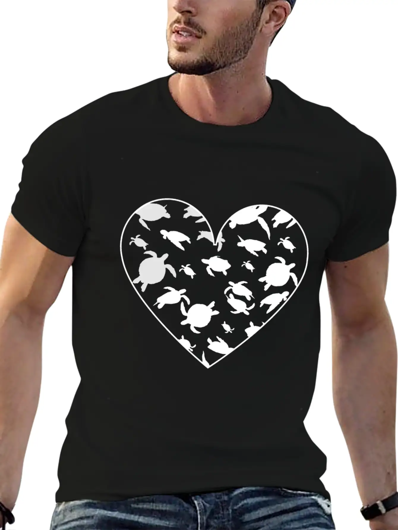 Turtles Heart Unisex Short Sleeve Soft Cotton T-Shirt – Casual Everyday Wear
