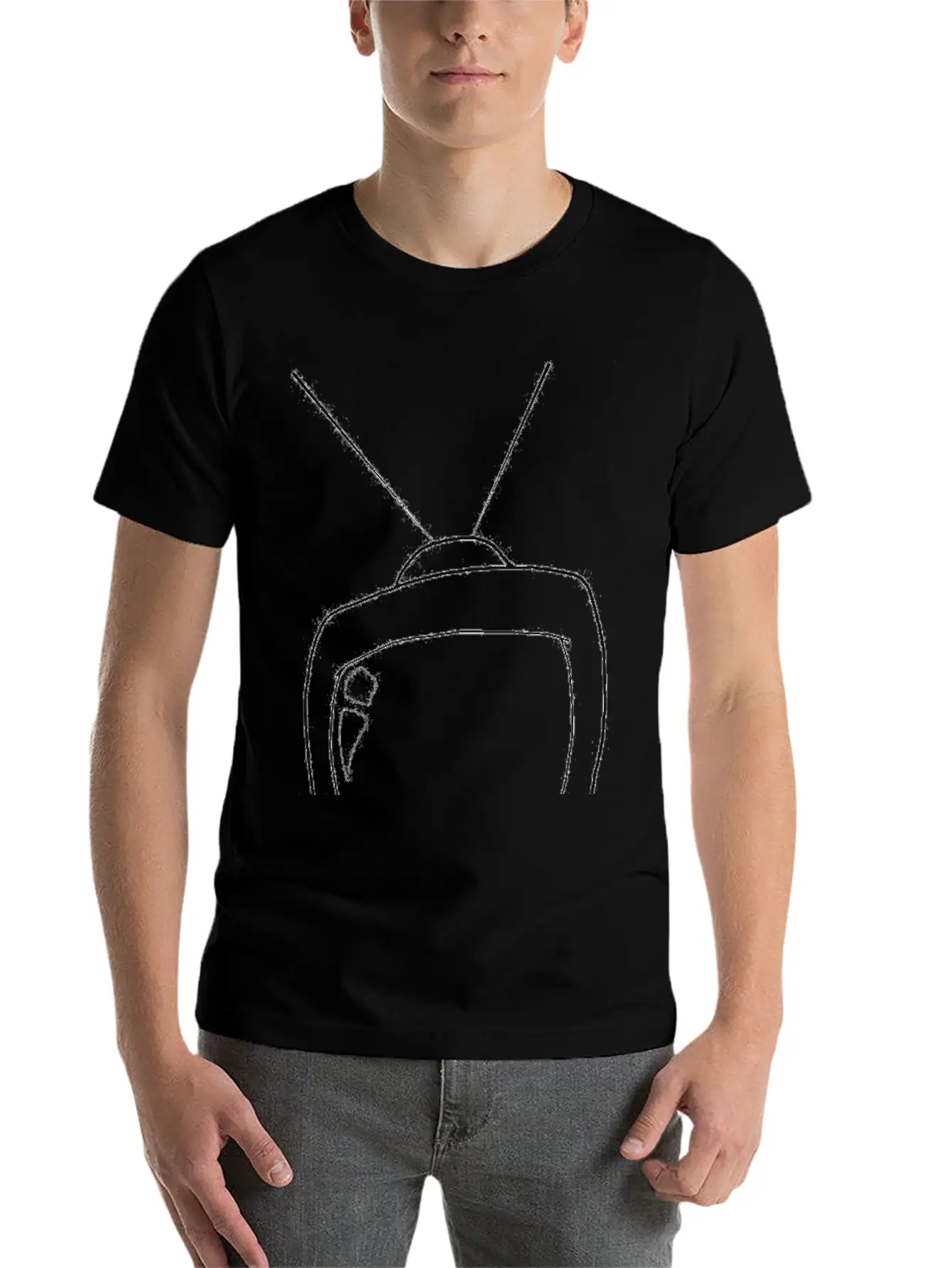 Tv Line Art Essential Unisex Summer Tee – Soft Cotton Casual Fit