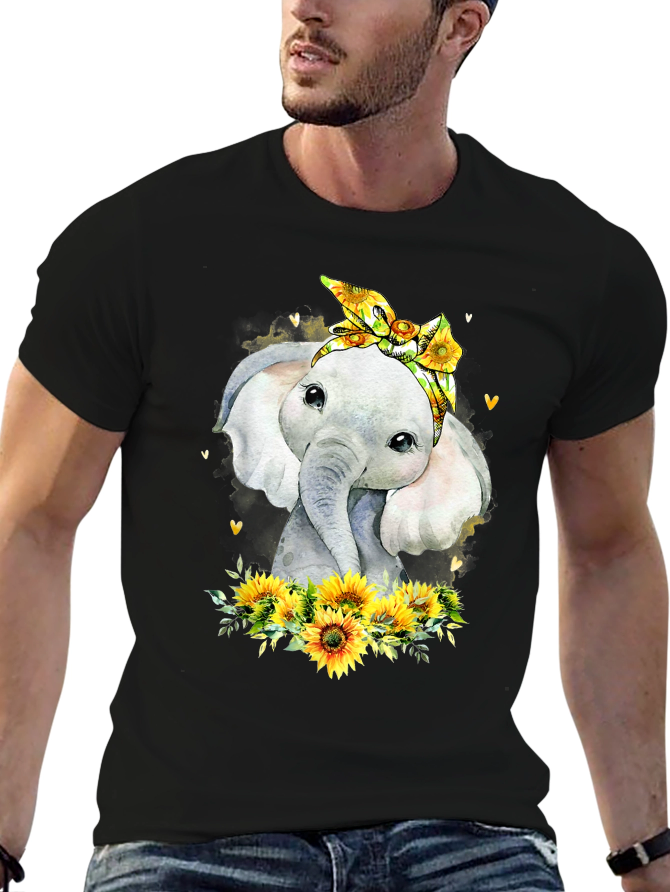 Elephant Sunflower Graphic Tee