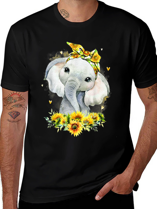 Elephant Sunflower Graphic Tee