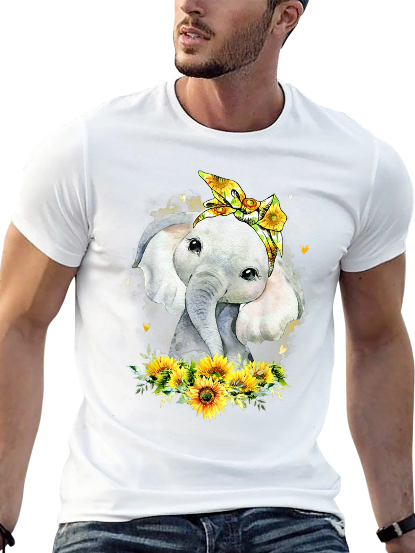 Elephant Sunflower Graphic Tee