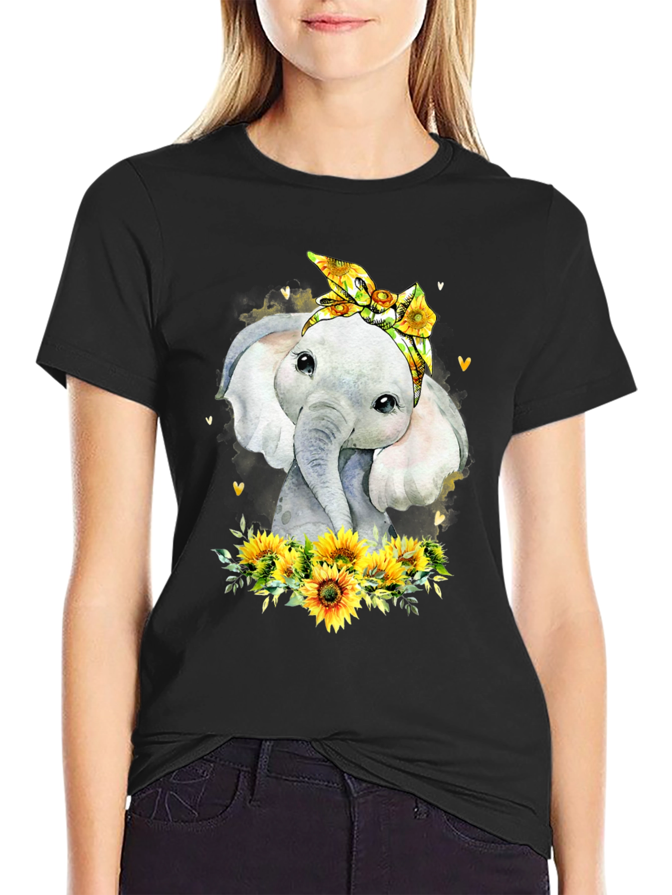 Elephant Sunflower Graphic Tee