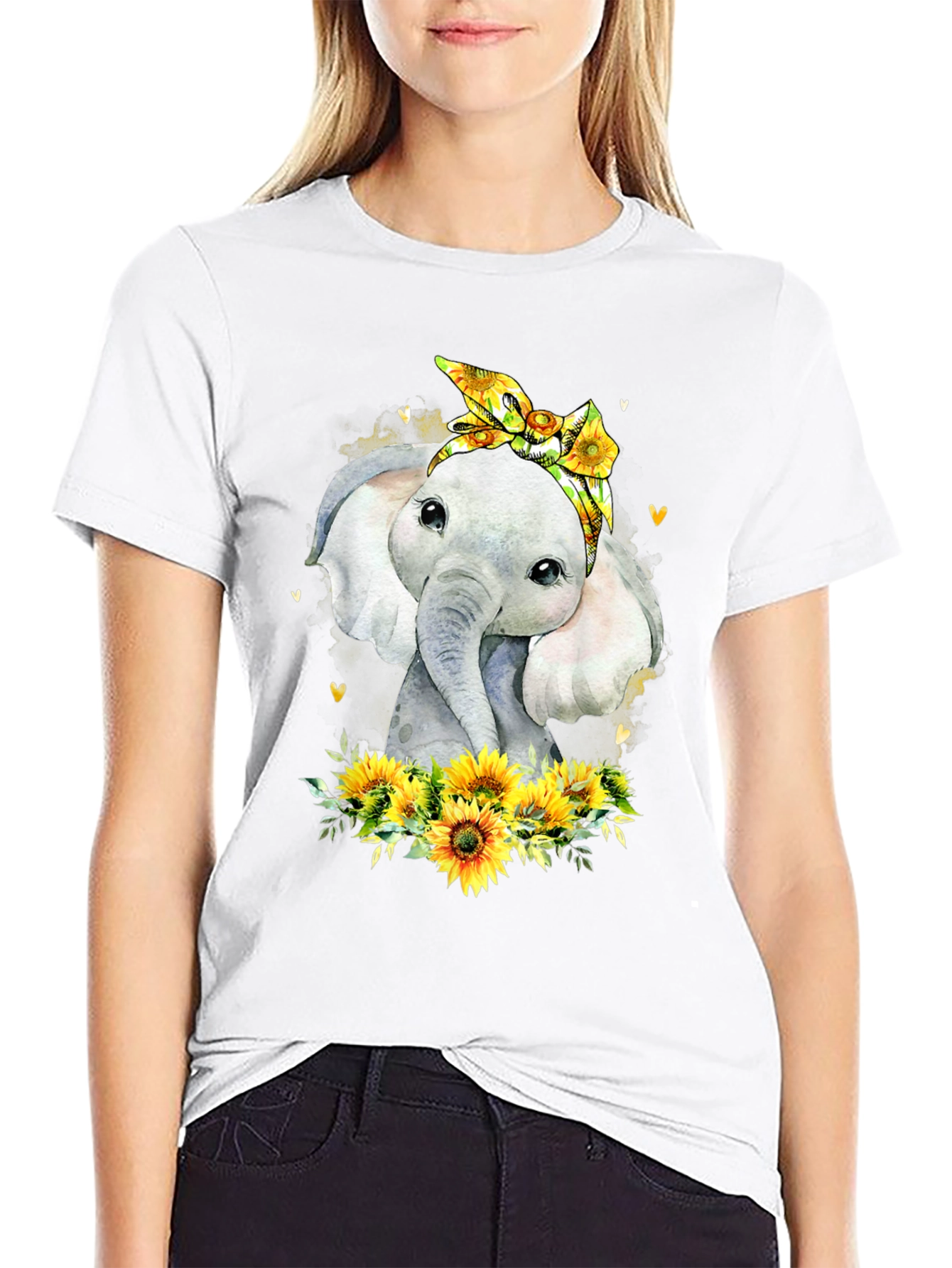 Elephant Sunflower Graphic Tee