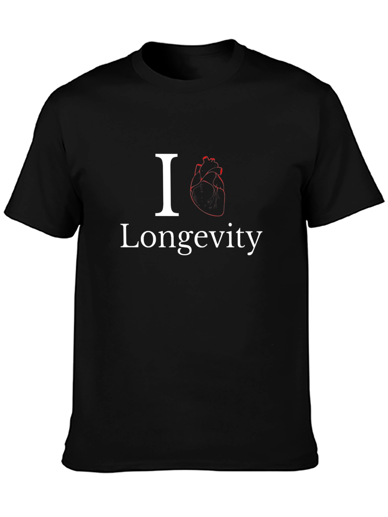 I Heart Longevity T-Shirt - Black Cotton Blend