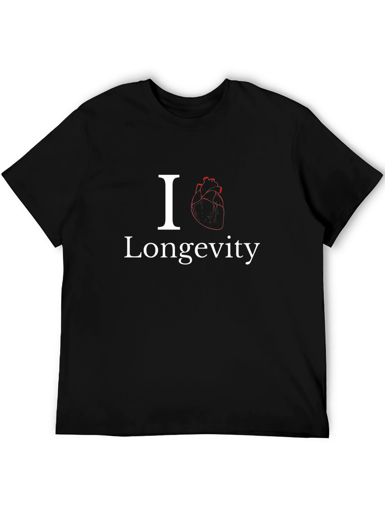 I Heart Longevity T-Shirt - Black Cotton Blend