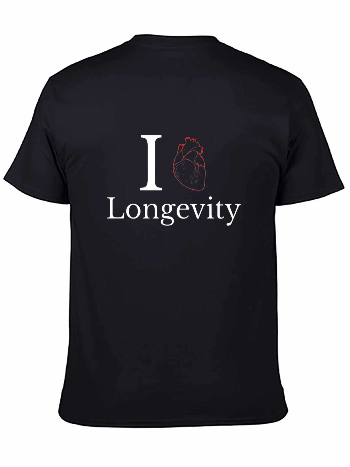 I Heart Longevity T-Shirt - Black Cotton Blend