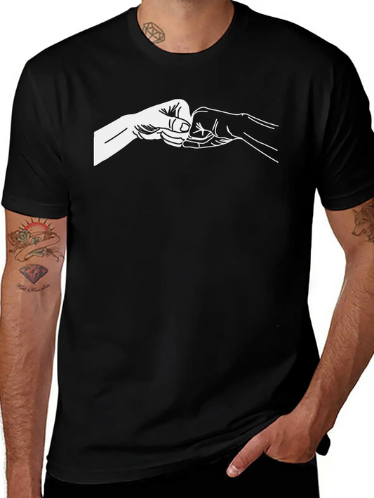 Two Hands With Fist Salute, Fists Black And White Stylish Everyday T-Shirt – Unisex Basic Cotton Tee