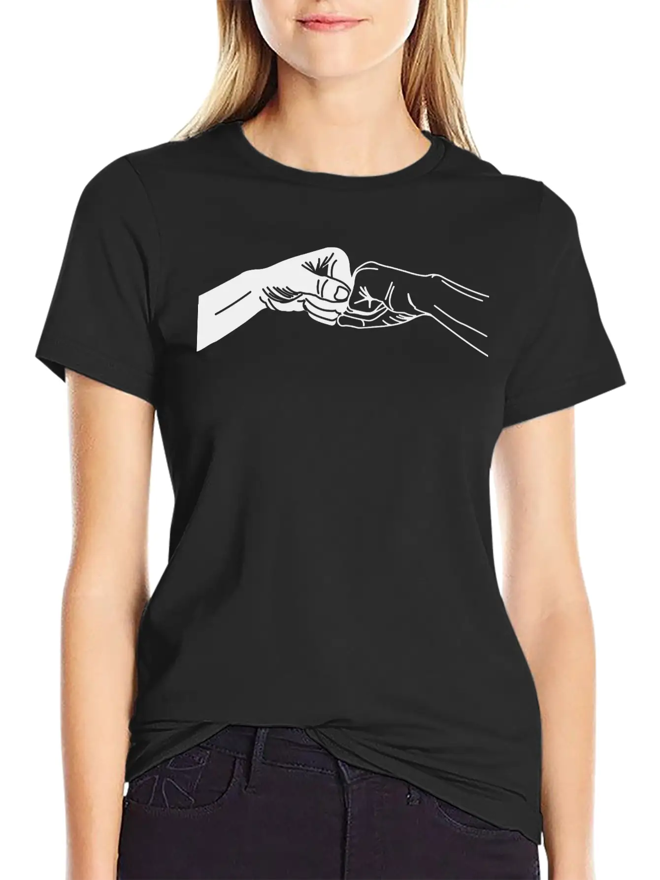 Two Hands With Fist Salute, Fists Black And White Stylish Everyday T-Shirt – Unisex Basic Cotton Tee