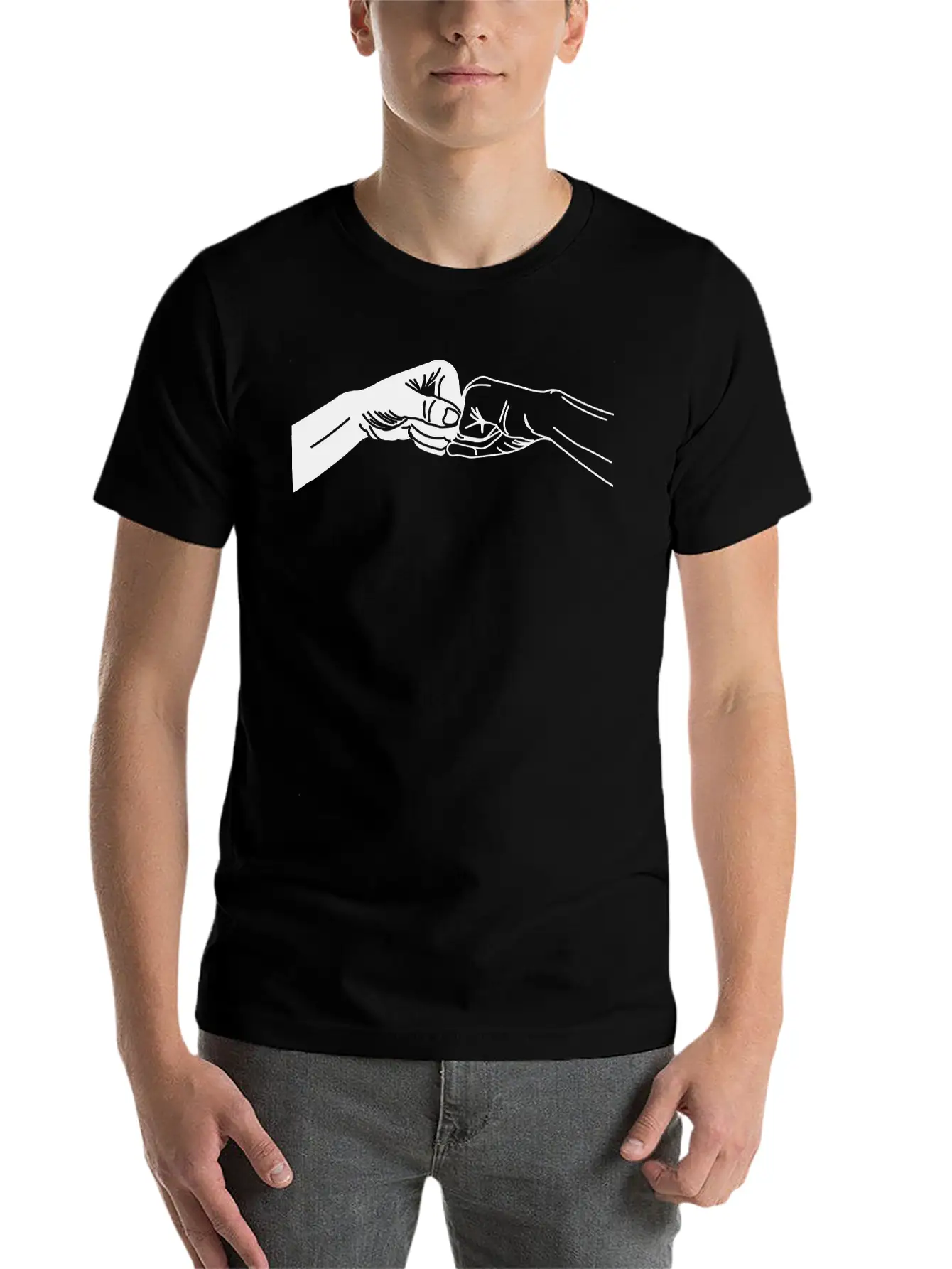 Two Hands With Fist Salute, Fists Black And White Stylish Everyday T-Shirt – Unisex Basic Cotton Tee