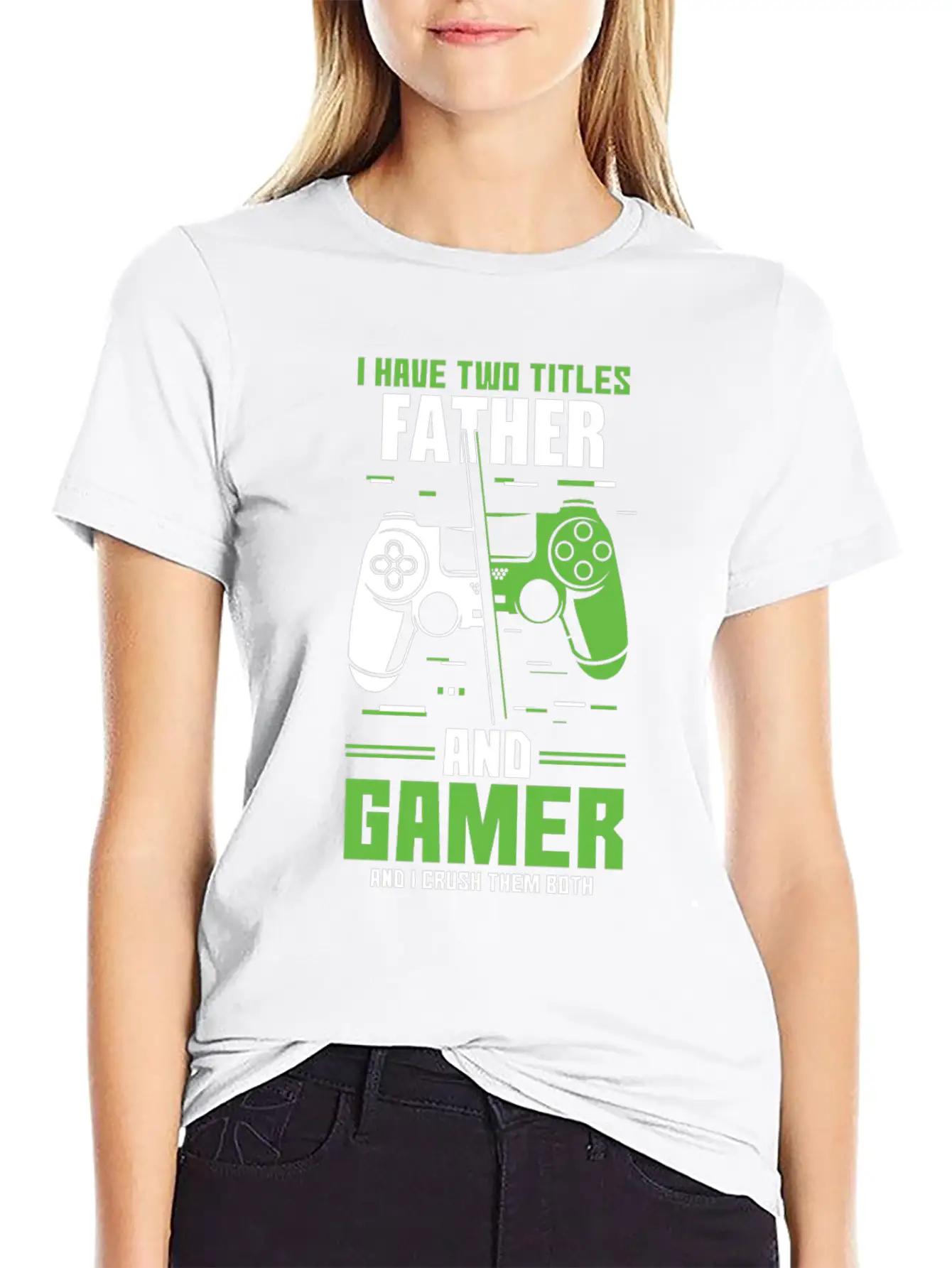 Two Titles Dad Daddy Gamer Video Game Lover Gaming Unisex Short Sleeve Soft Cotton T-Shirt – Casual Everyday Wear