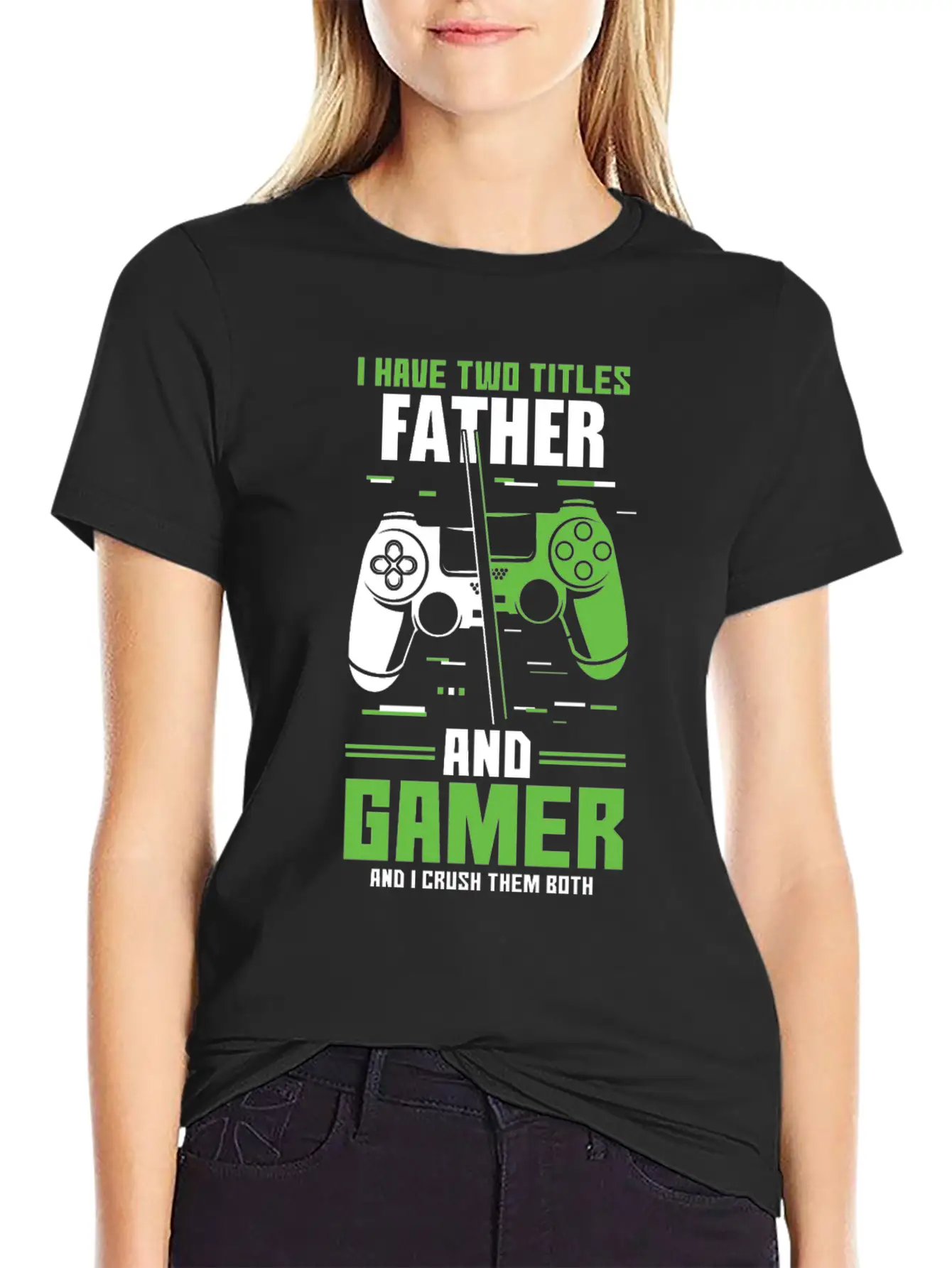 Two Titles Dad Daddy Gamer Video Game Lover Gaming Unisex Short Sleeve Soft Cotton T-Shirt – Casual Everyday Wear
