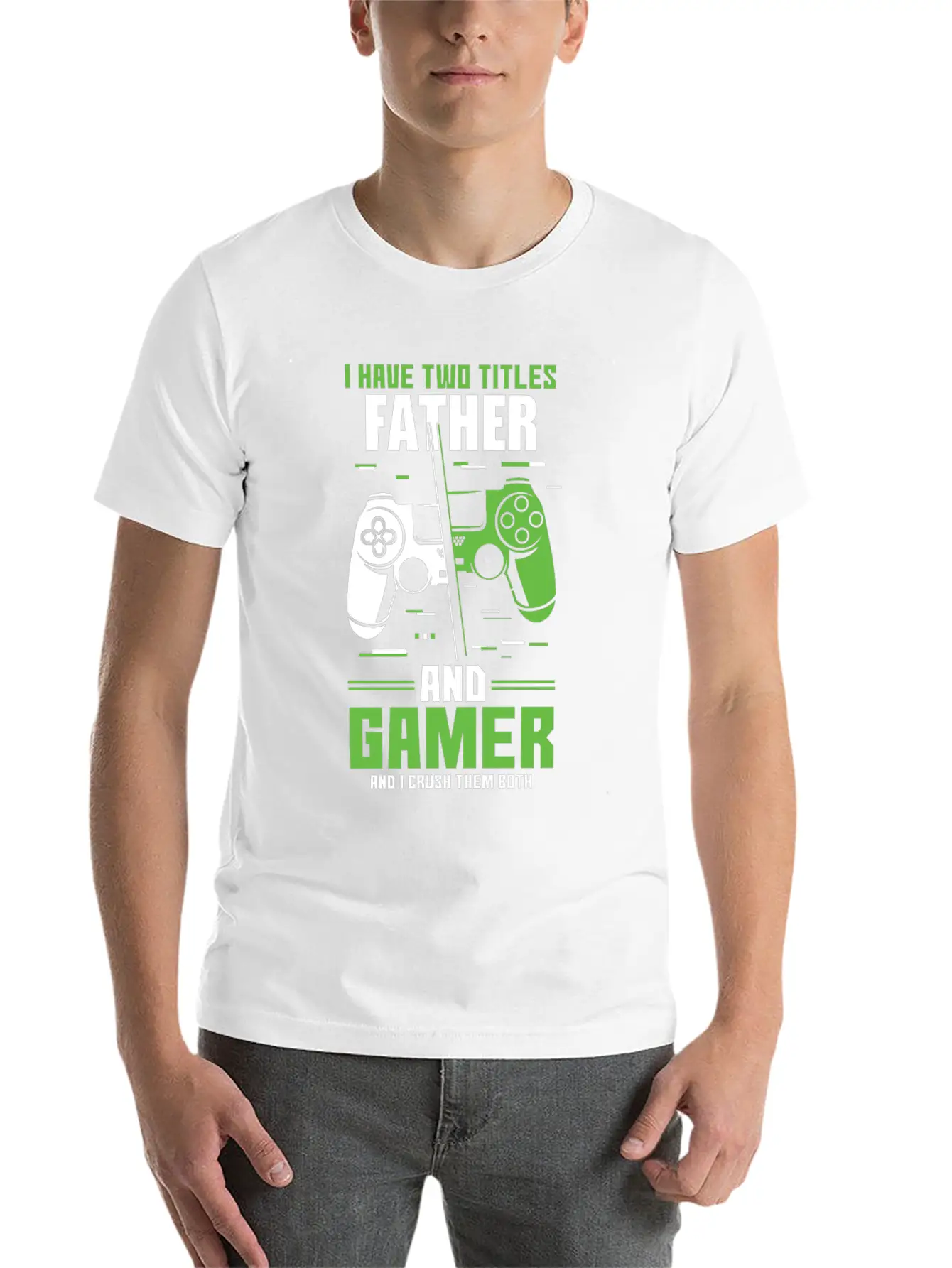 Two Titles Dad Daddy Gamer Video Game Lover Gaming Unisex Short Sleeve Soft Cotton T-Shirt – Casual Everyday Wear