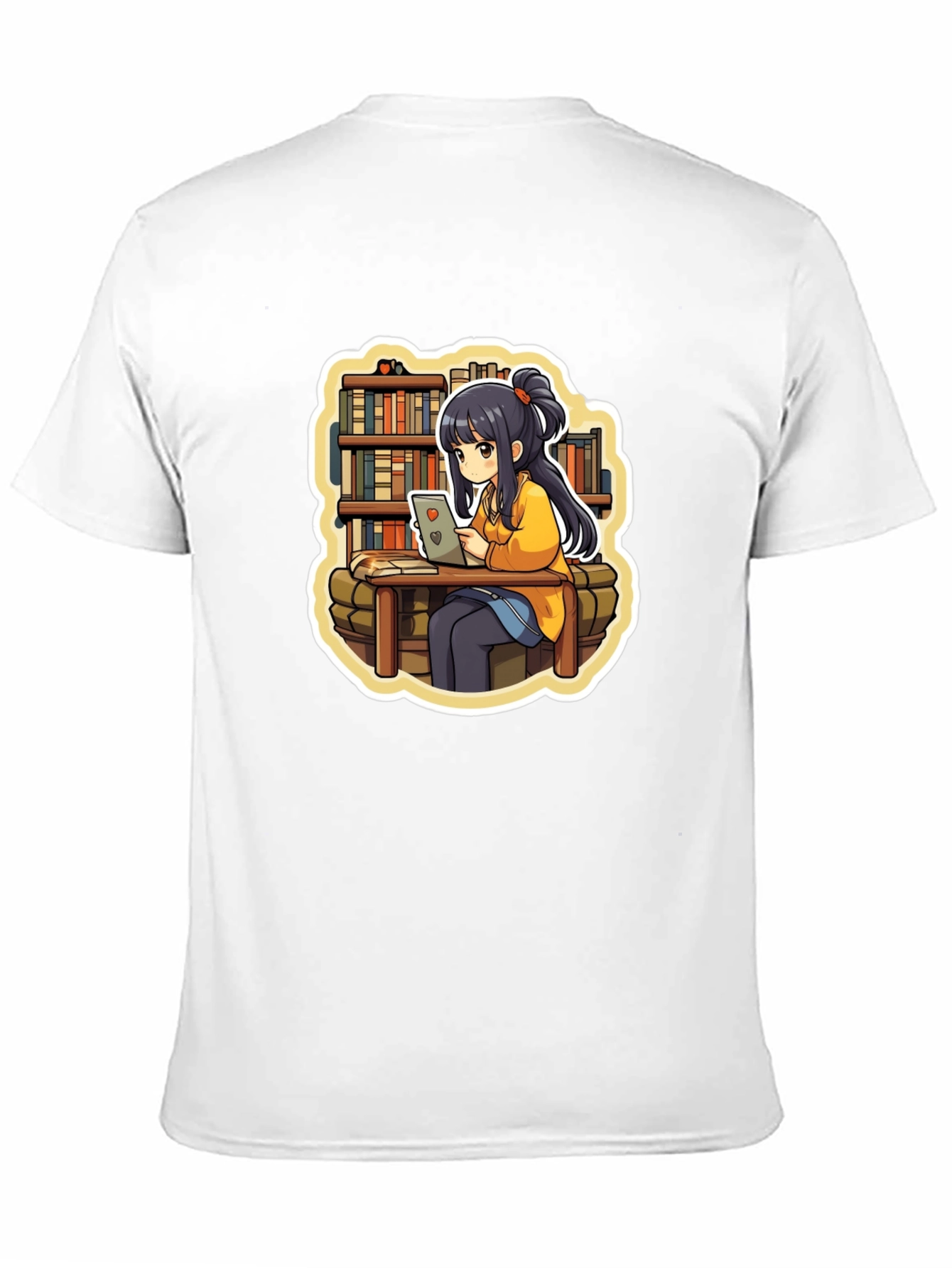 Anime Girl Reading Black T-Shirt