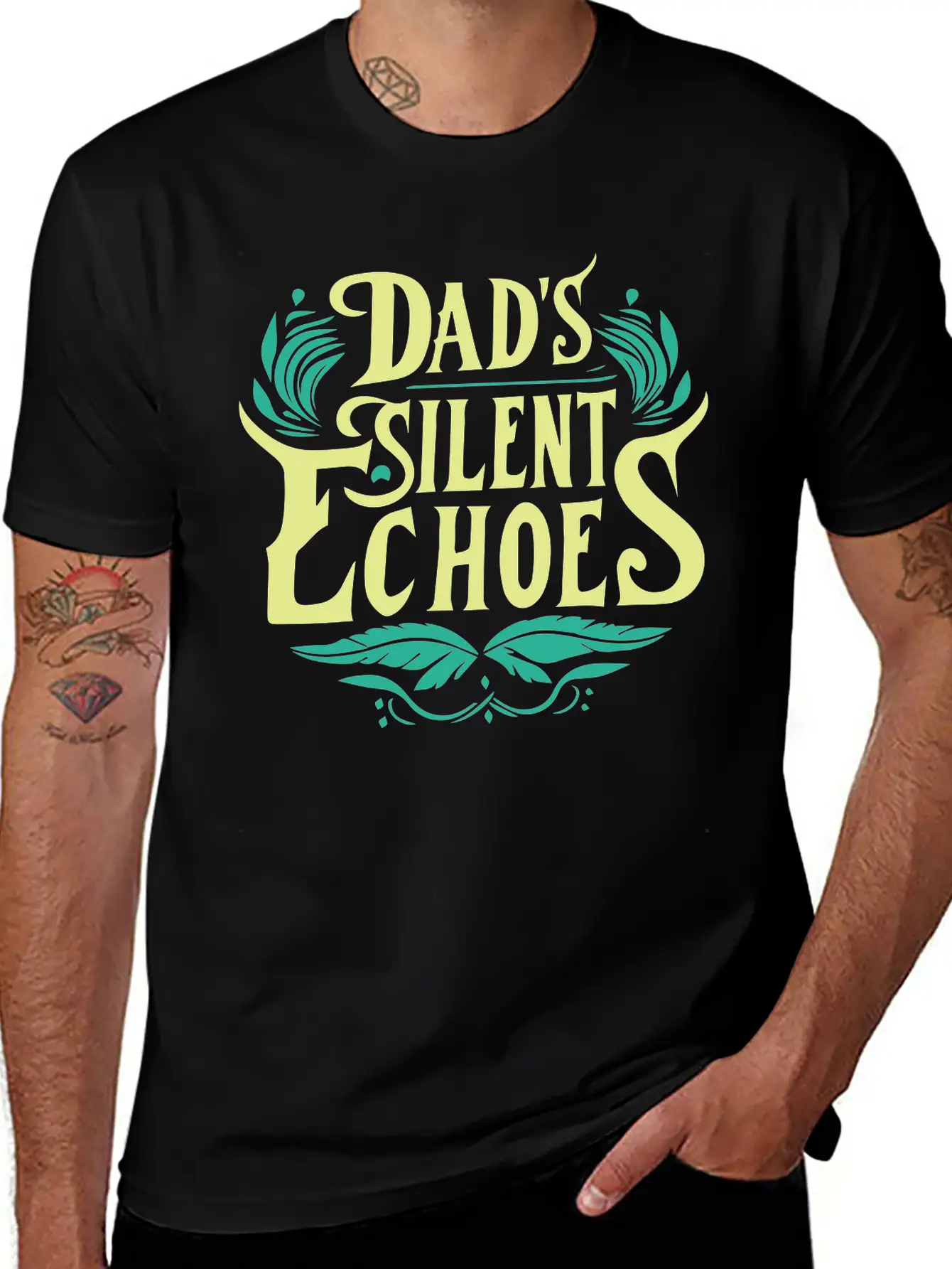 Typography T-shirt Design, Dad's Silent Echoes Essential Unisex Summer Tee – Soft Cotton Casual Fit
