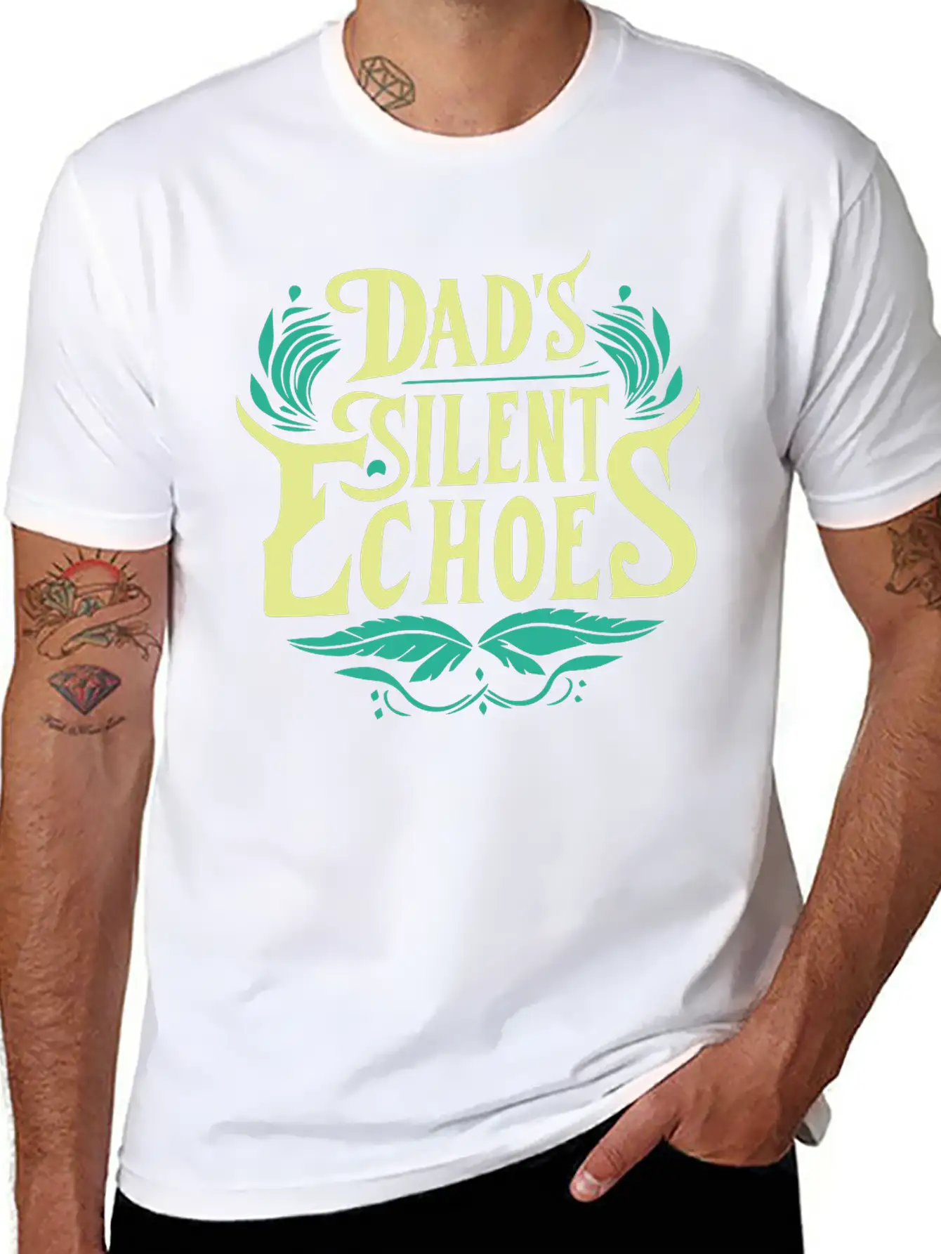 Typography T-shirt Design, Dad's Silent Echoes Essential Unisex Summer Tee – Soft Cotton Casual Fit