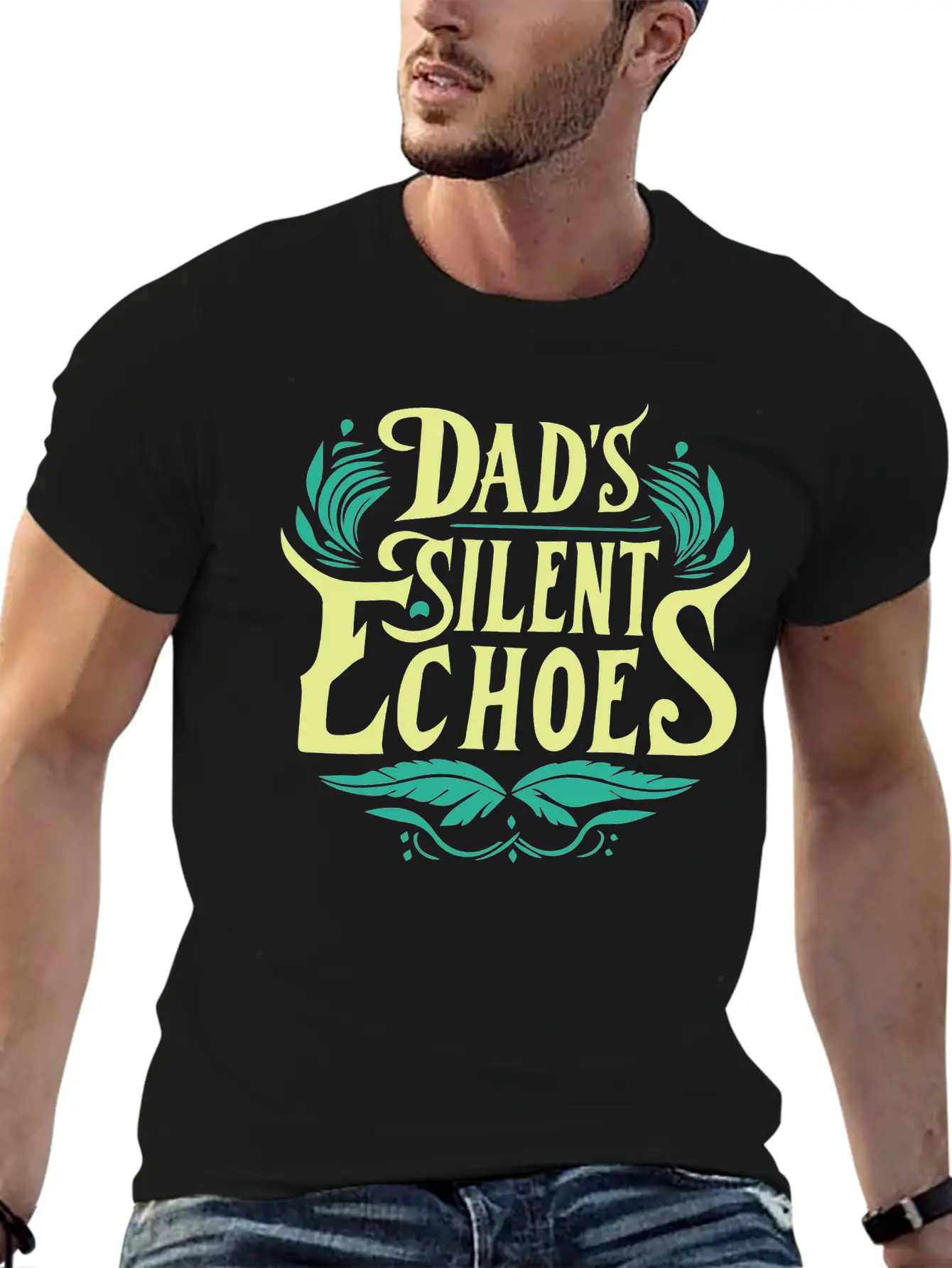 Typography T-shirt Design, Dad's Silent Echoes Essential Unisex Summer Tee – Soft Cotton Casual Fit