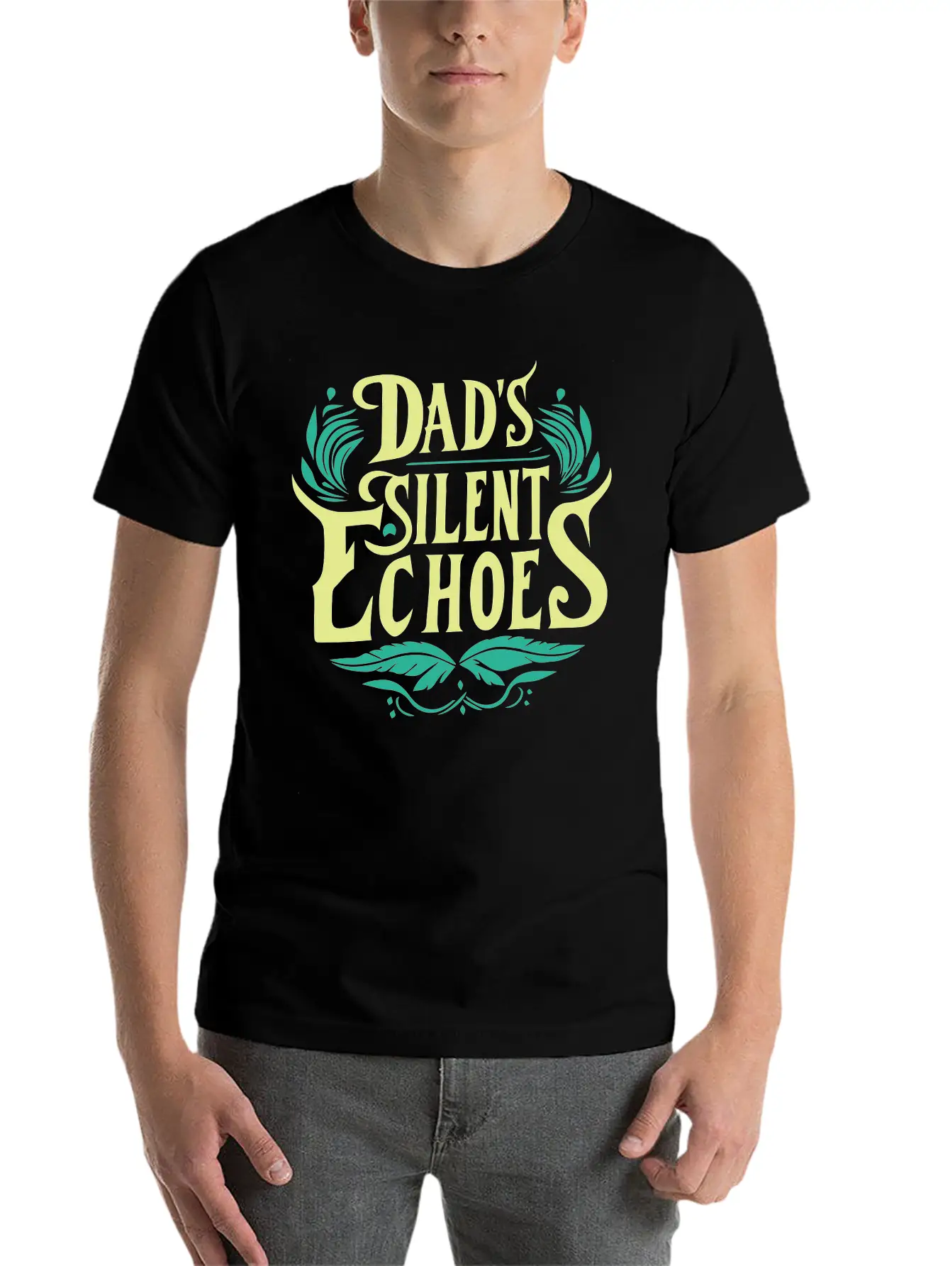 Typography T-shirt Design, Dad's Silent Echoes Essential Unisex Summer Tee – Soft Cotton Casual Fit