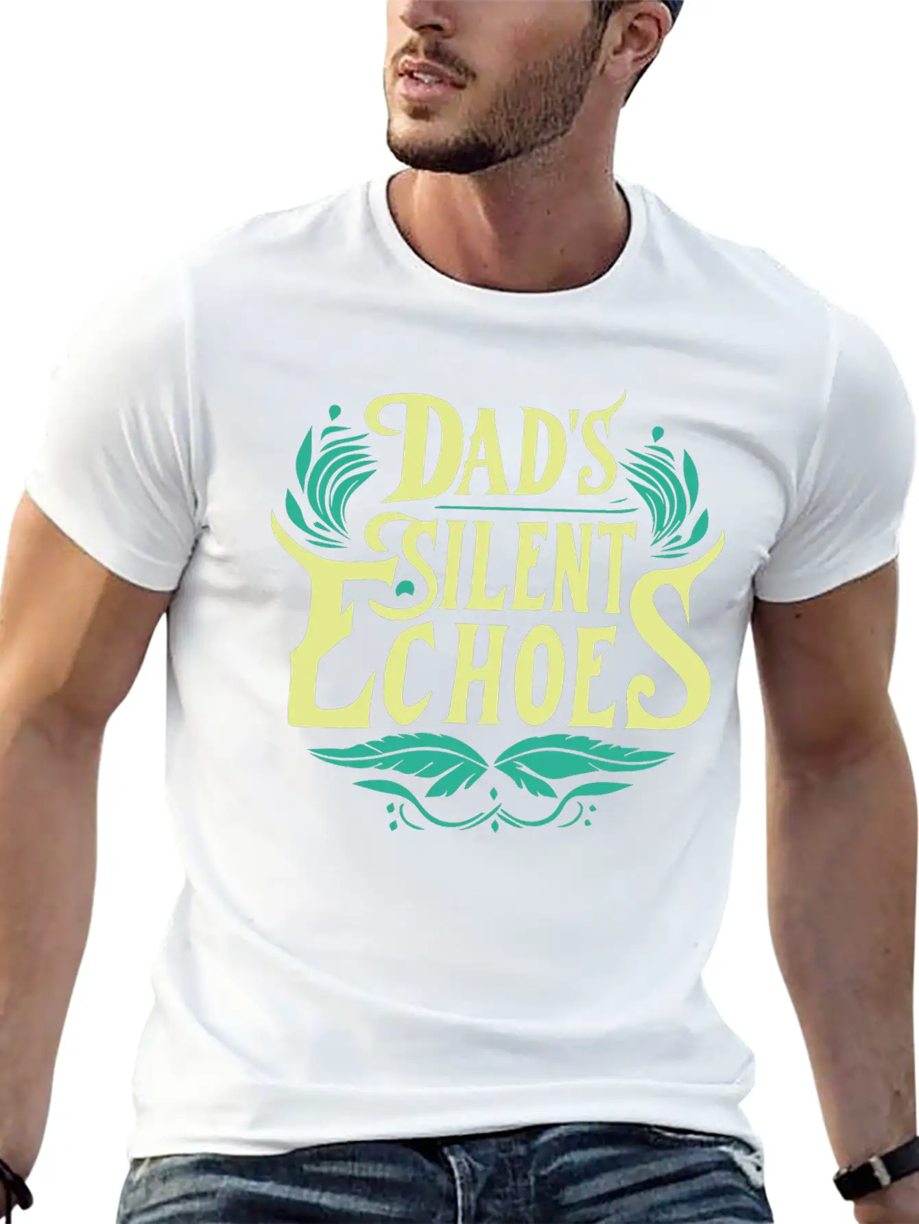 Typography T-shirt Design, Dad's Silent Echoes Essential Unisex Summer Tee – Soft Cotton Casual Fit